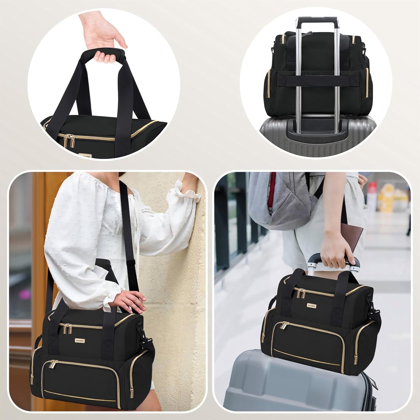 Large Makeup Travel Cosmetic Bag with 2 Removable Case, Double Layer Big Travel Make Up Organizer Case, Toiletry Bag for Women, Train Cases Bags