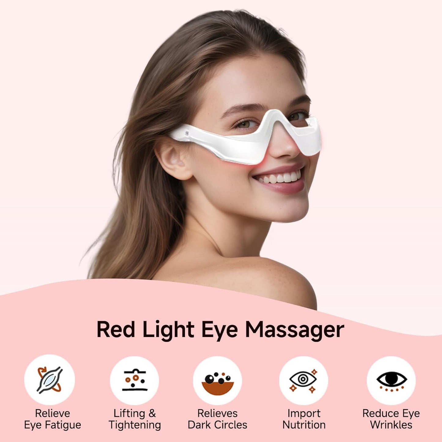 Under-Eye Red Light Therapy Device with Microcurren, 3D Contour Eye Massager for Dark Circles, Eye Bags & Wrinkles, Rechargeable Under Eye Treatment Device for Puffiness and Fine Lines