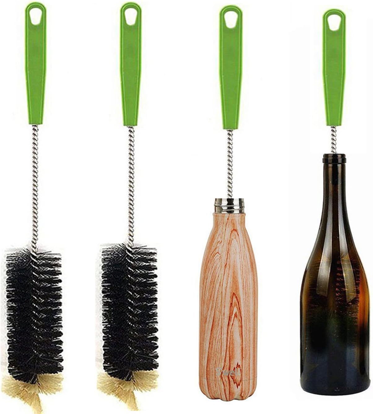 Long Handles Bottle Brush Set, 2 Pack Bendable Cleaning Scrubbing Brush, for Bottles, Cups, Sinks and More