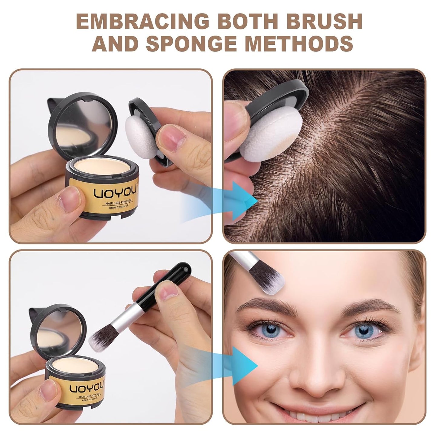 Root Touch Up Powder Instantly Conceals Hair Loss, Gray Root Cover Up Powder, Water & Sweat Resistant Hair Powder for Thinning Hair Men & Women, Includes Brush (Dark Brown, 4g Bottle with Brush)