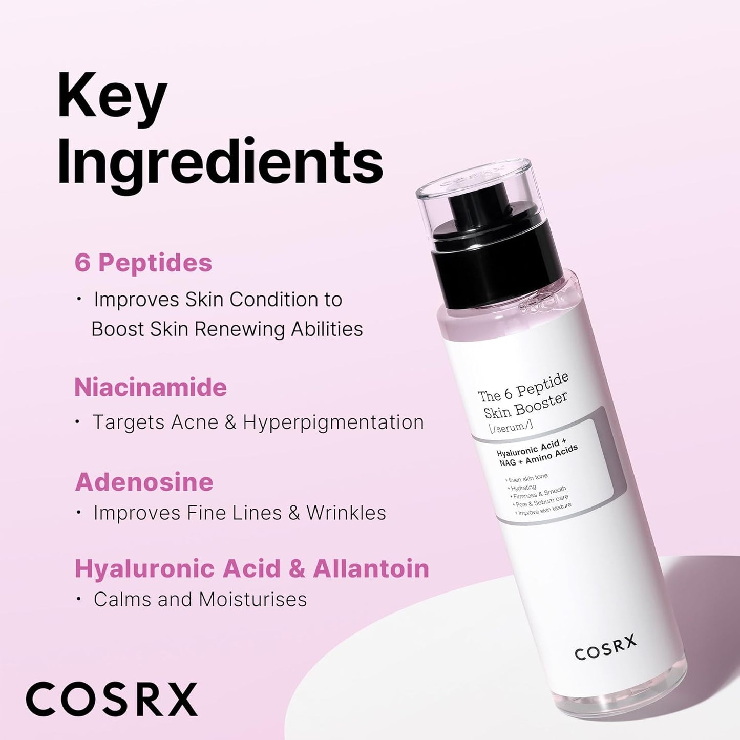 COSRX 6X Peptide Collagen Booster Toner Serum 150mL/5.07 Fl.Oz, Skin Renewal Boosting Facial Essence, Niacinamide & Hyaluronic Acid for All Skin Types, Korean Skincare, Paraben Free