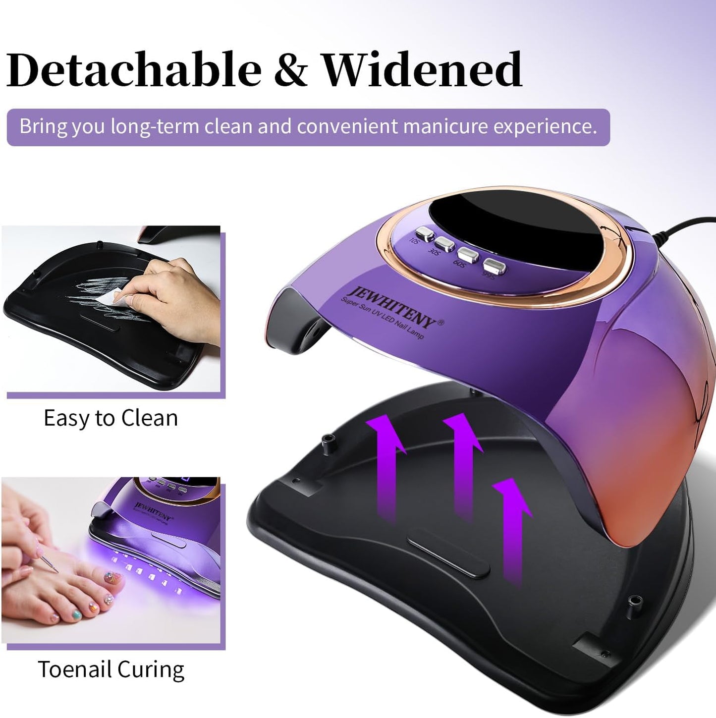 JEWHITENY Purple Fast U V Dryer for Gel Nail Polish:Gel Manicure U V Light with 4 Timers & Automatic Sensor Gel Nail Lamp Professional Curing LED Light