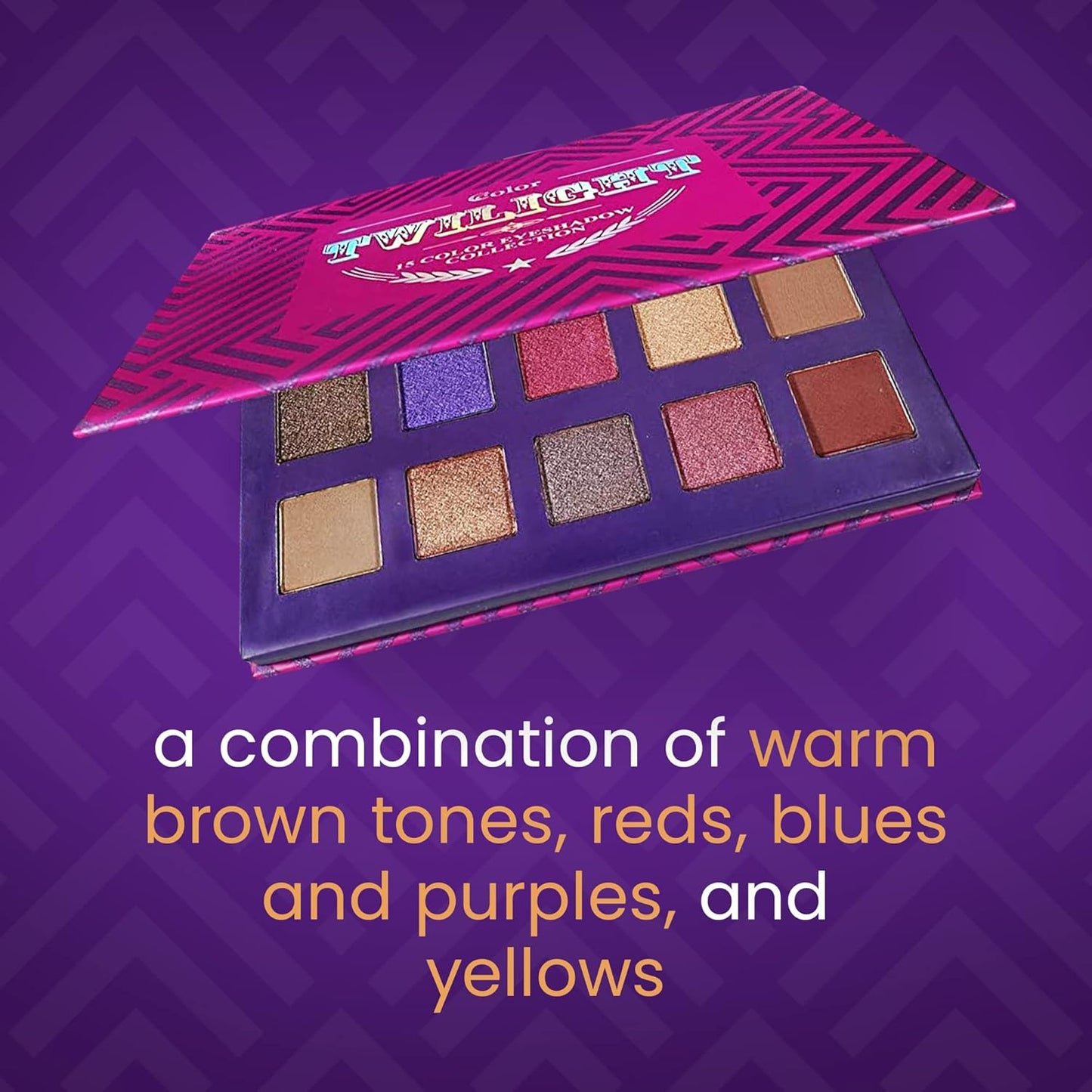 Cosmetics - Twilight, 15-Color Eyeshadow Palette, Highly Pigmented, Long-Wearing, Easy-to-Blend, Blue & Purple Matte, Metallic & Shimmer Eye Shadow, Professionally Formulated Eye Makeup