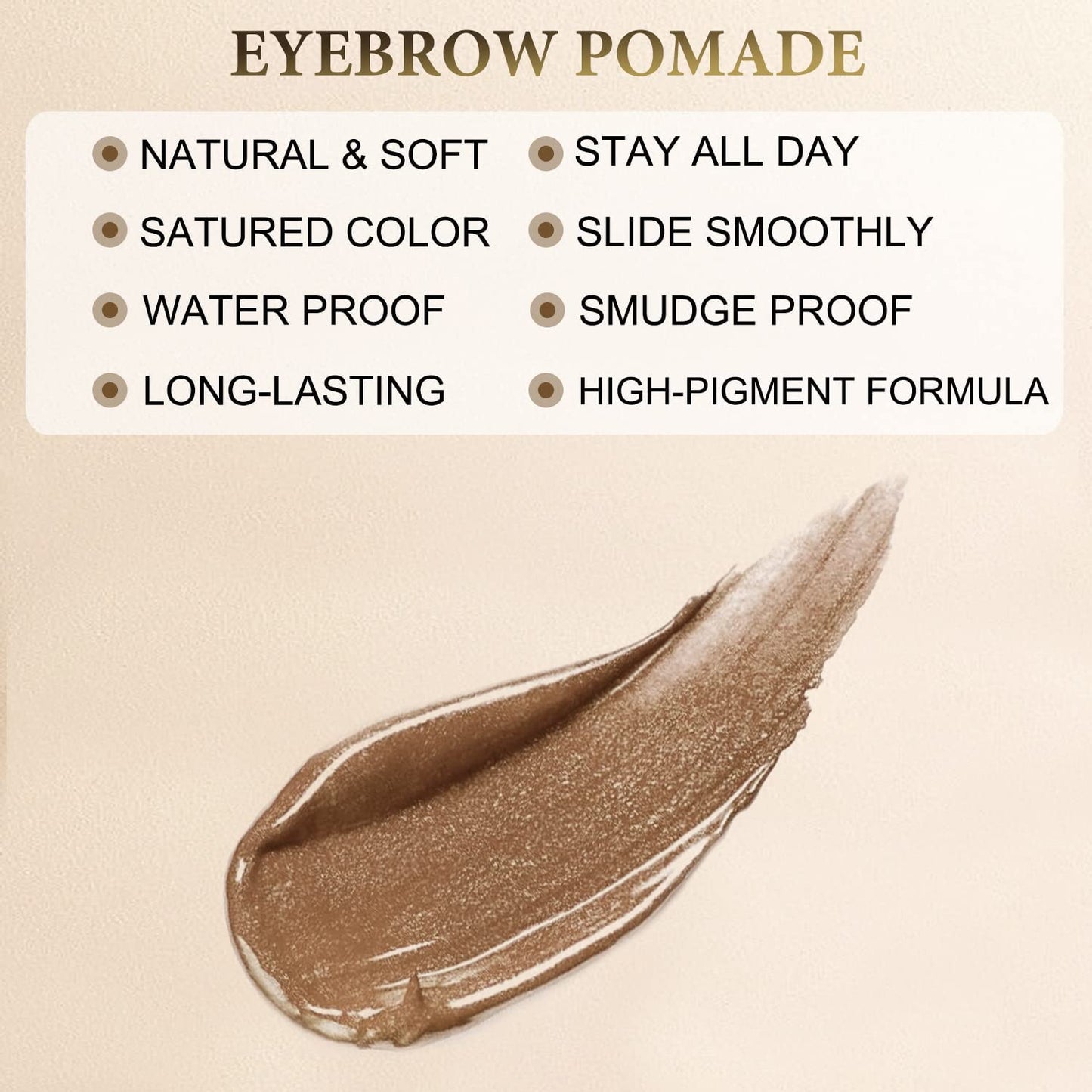Eyebrow Pomade - Waterproof Brow Pomade for Long-lasting Results,Smudge Proof and Sweat Resistant Formula,Natural Eyebrow Makeup for All Skin Types and Tones - Taupe