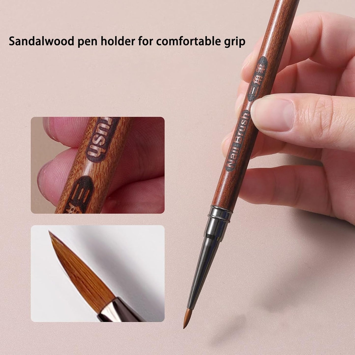 Nail Brush for Drawing Petals and Butterflies, Watercolor Paint Brushes for Oil Painting, Acrylic Paint Brushes（1 PACK） (Tan)