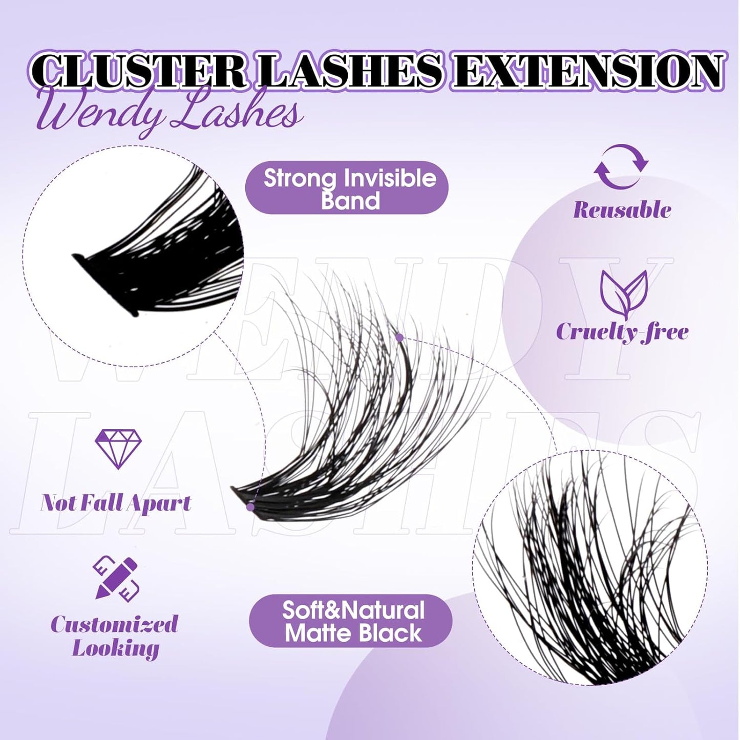 Lash Clusters With Bottom Lashes 100/200D 3D Curl 12-18mm Multi-types Individual Clusters Eyelash Extensions, Spike, Wispy Lash clusters(100/200D-3D)