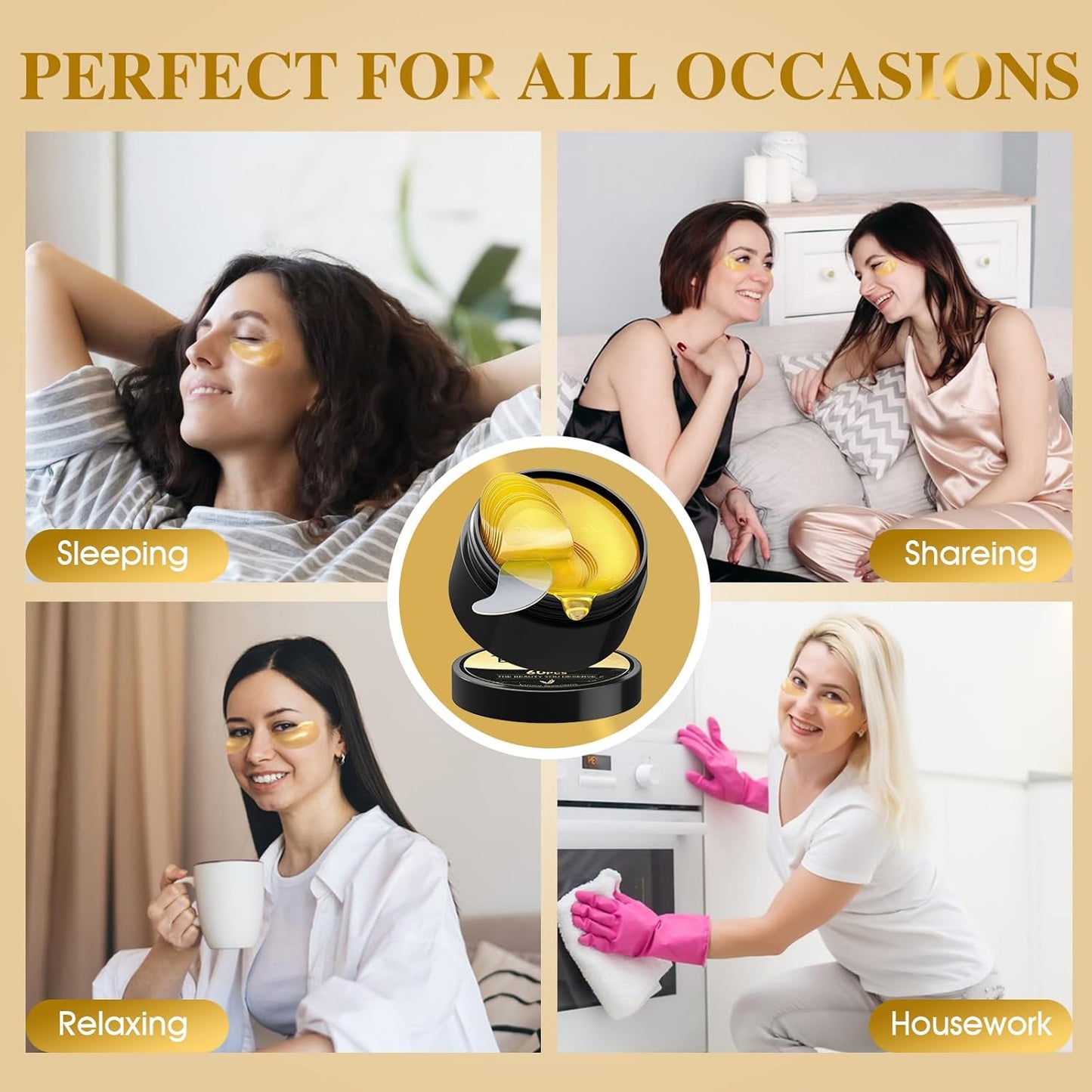 120 PCS 24K Gold Under Eye Patches for Dark Circles and Puffy Eyes, Eye Mask With Collagen and Hyaluronic Acid for Dark Circles, Puffiness and Wrinkles, Eye Skin Care for Women