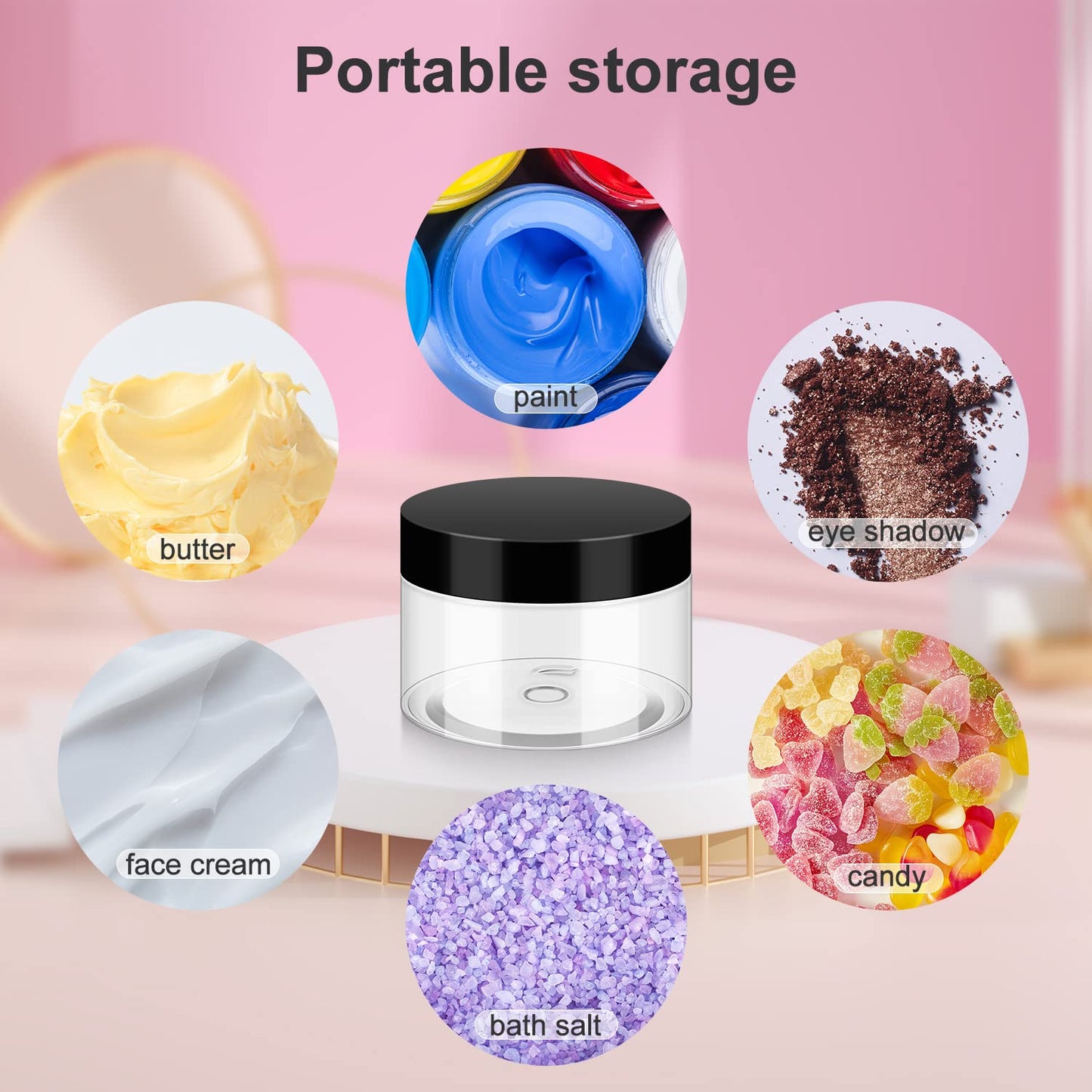 36 Pack 4 OZ Plastic Jars with Lids, BPA Free, Reusable, Refillable Transparent Cosmetic Containers for Bath Salts, Cosmetics, Powders, Beauty Product and Small Accessories