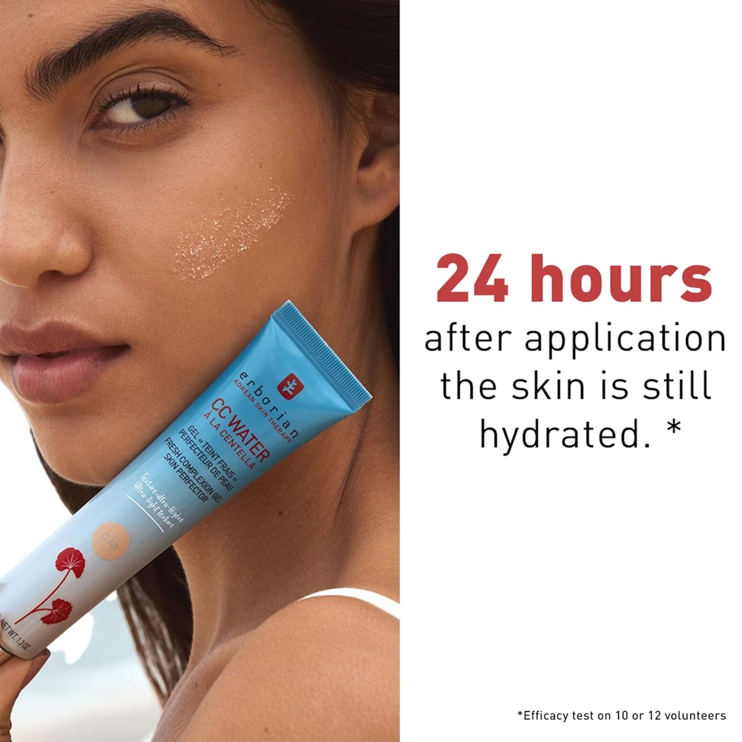 Erborian CC Water with Hyaluronic Acid, Clair - Ultra-Light Aqua Gel Color Corrector with Centella Asiatica & Hyaluronic Acid - Plump, Softer & Hydrated Skin - Korean Skincare Skin Perfector- 0.5 Oz