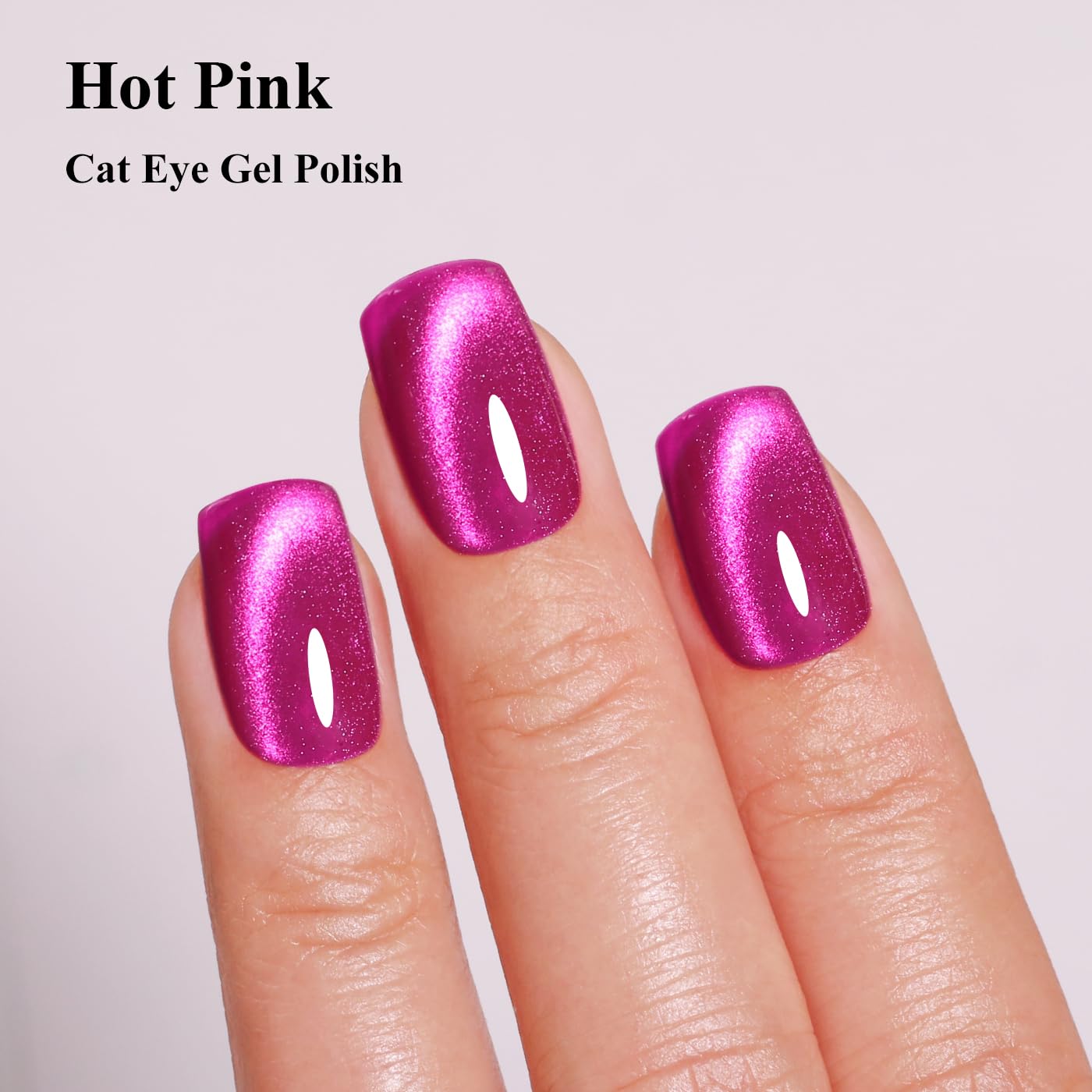 Imtiti Cat Eye Gel Nail Polish, Hot Pink Holographic Magnetic Crystal Nail Gel Polish With Magnet Glittery Galaxy Spring Summer Kit Soak Off UV Led 10ML