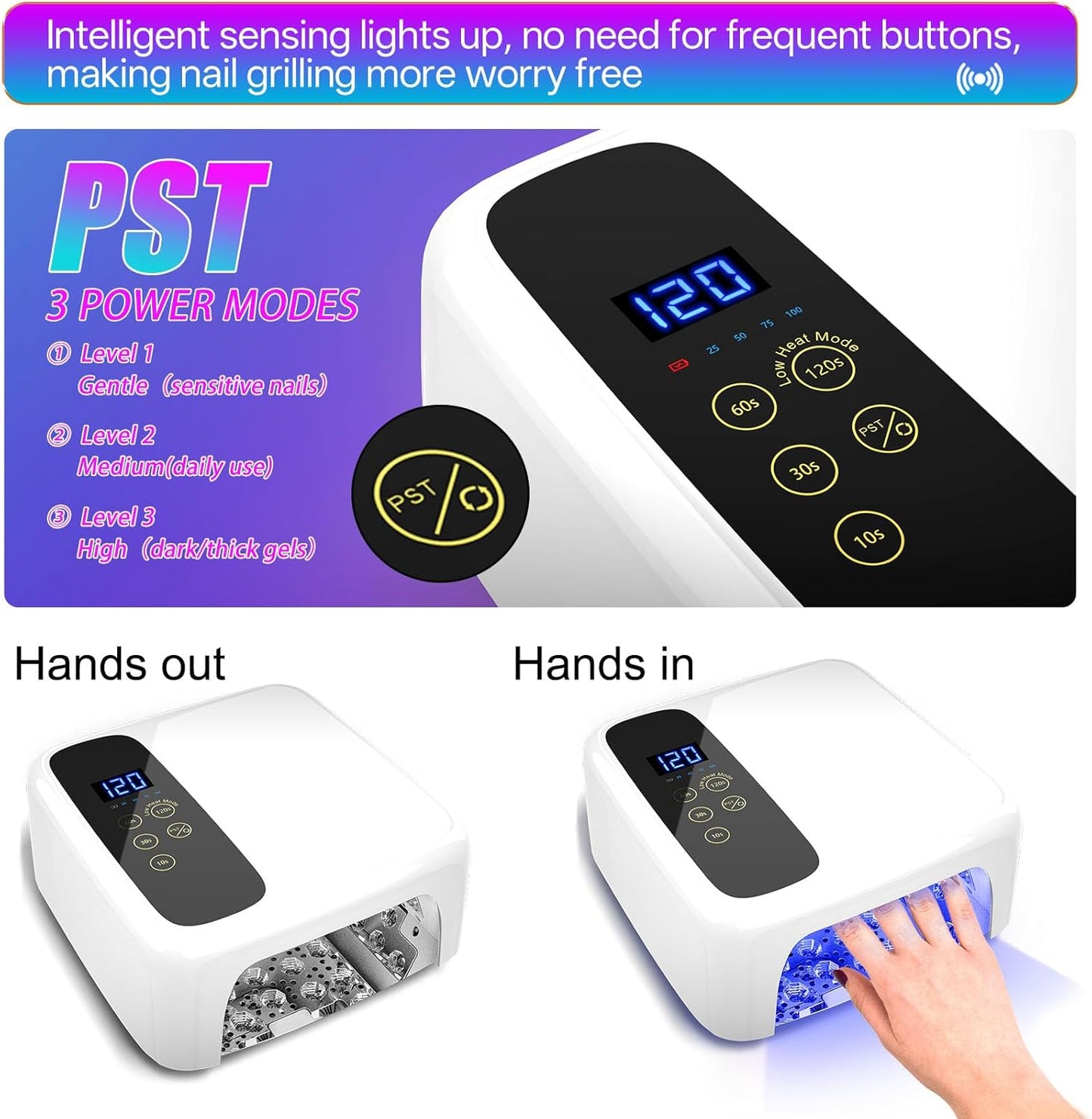 Interchangeable Light Panel & Battery - Cordless Rechargeable 72W UV LED Nail Lamp with Metallic Reflector & Base, Professional Salon-Grade Wireless Gel Nail Dryer Fast Curing Light (White)