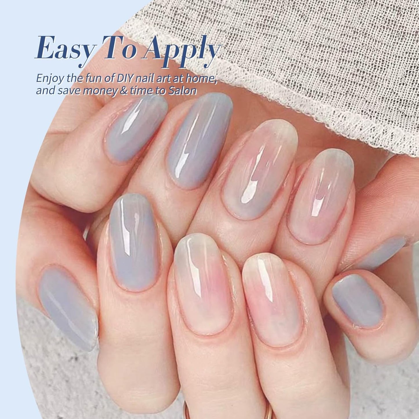 BORN PRETTY Jelly Blue Gel Nail Polish Set 6 Colors Translucent Light Blue Baby Blue Royal Blue Reflective Glitter Blue Nail Gel Kit Soak Off Nail Art Manicure Design Home Salon Holiday Gift