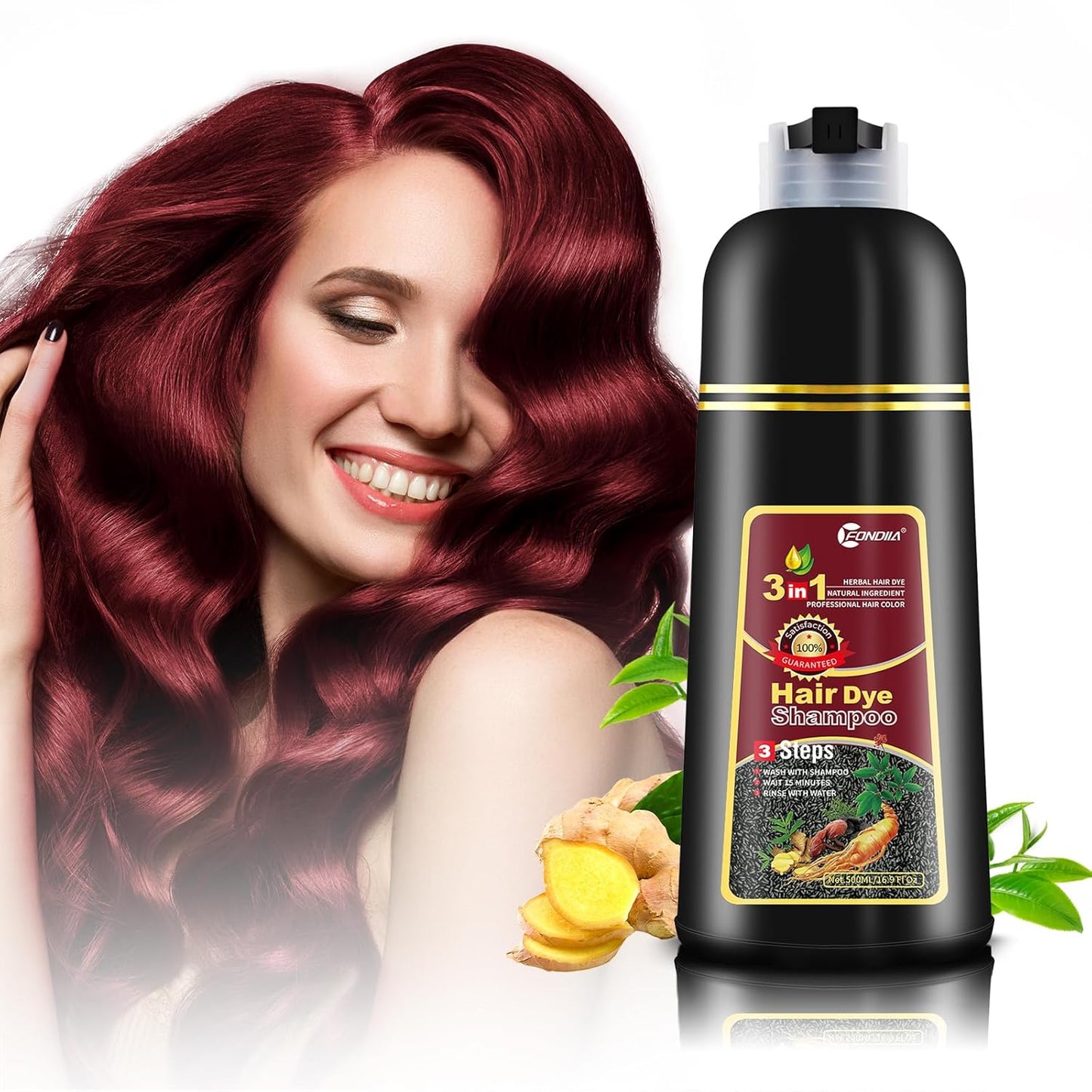 leorx Hair Dye shampoo, 3 In 1 Deep Wine Red Color Shampoo Hair Dye For Refresh Hair Instant Herbal Coloring Shampoo For Women&Men - Tintes Para El Cabello Profesional