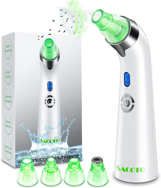 Blackhead Remover Pore Vacuum, Face Suction Pore Cleanser, 5 Suction Power Electric Blackhead Extractor Tool, 4 Probes, Blackhead Suction Remover for Women & Men