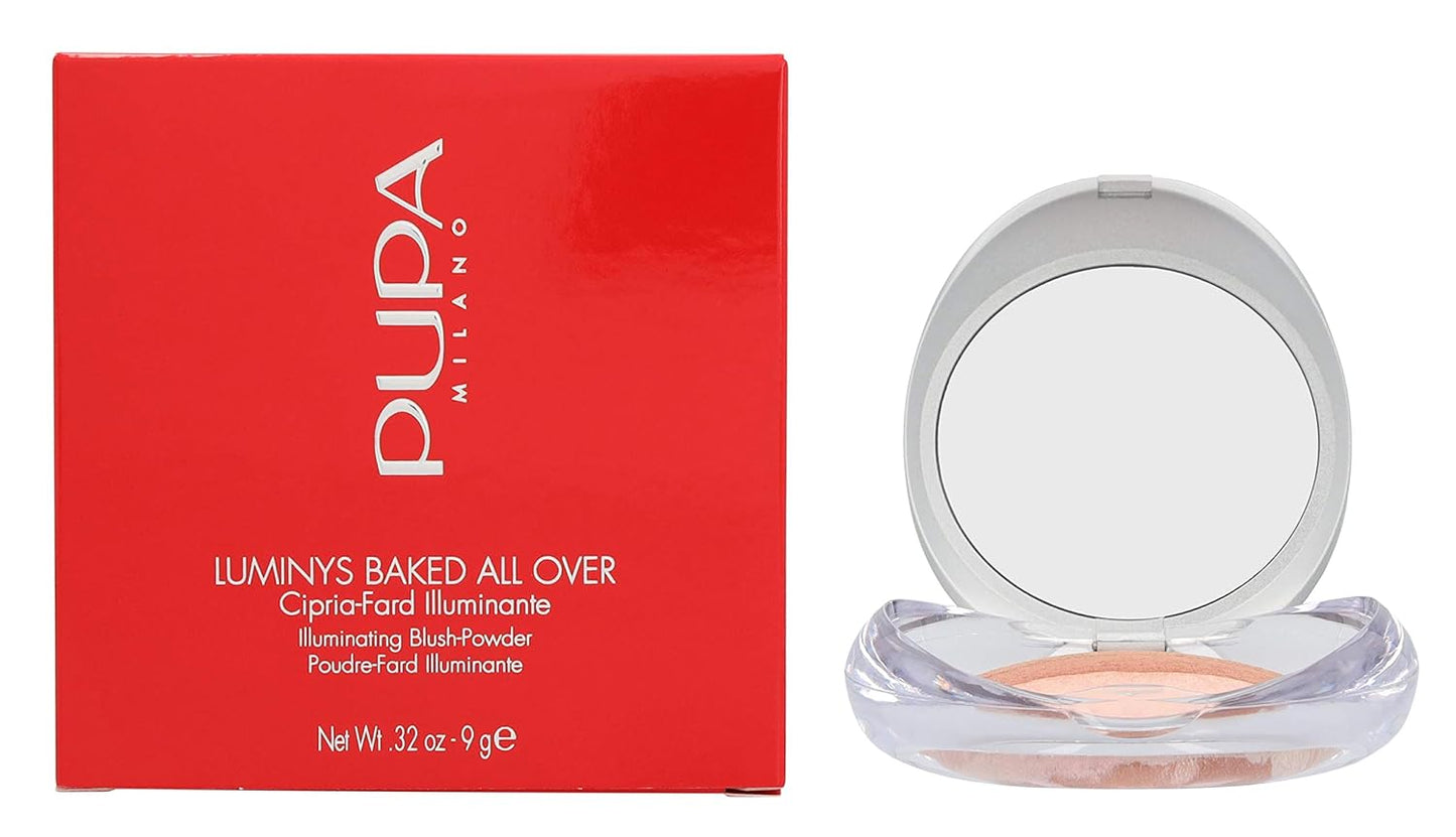 PUPA Milano Luminys Baked All Over Illuminating Blush-Powder - Moisturize And Protect Skin - Soft And Velvet Smooth Finish - Silky And Light Texture - 4 Tone - 01 Stripes Rose - 0.32 Oz, I0111598
