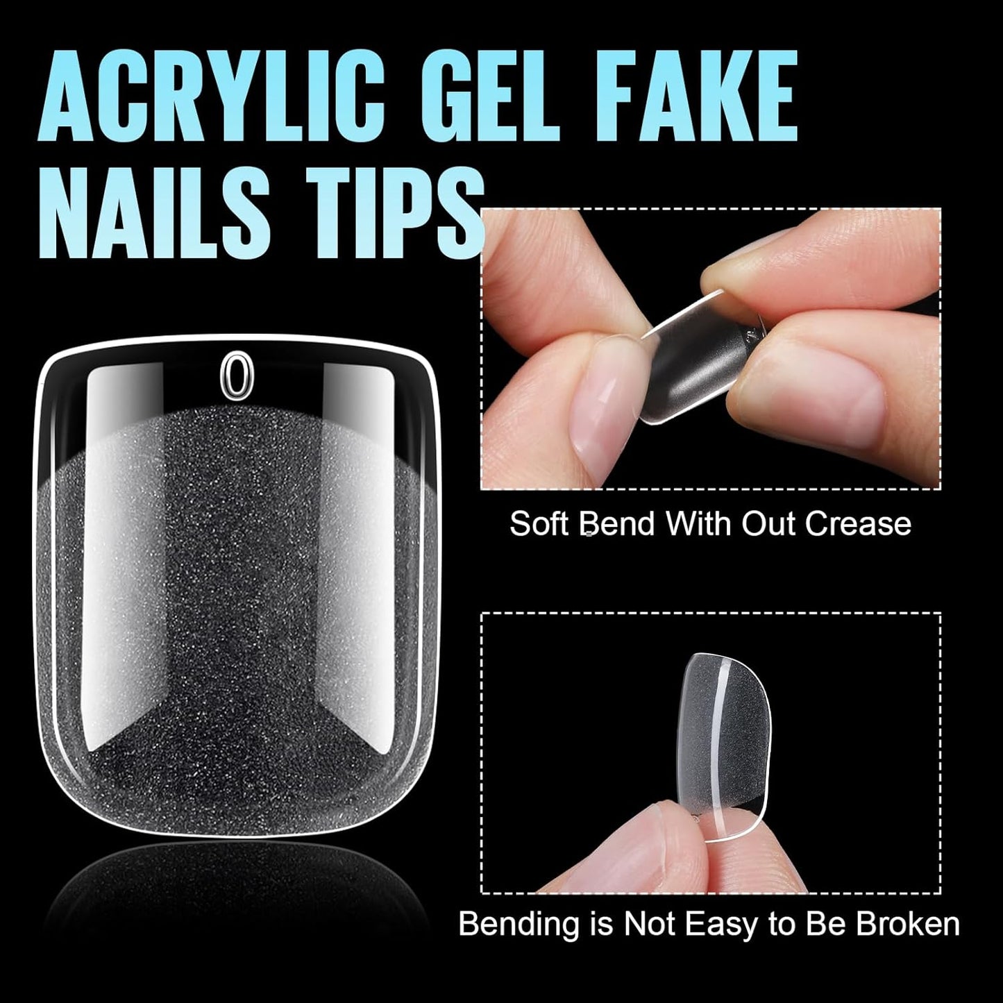 TOMICCA Extra Short Square Fake Nail Tips, Half Matte Acrylic Gel Nail Tips, 360Pcs Full Cover Pre Shaped 12 Sizes Fake Nails for Beginner and Professional DIY Nail Salon