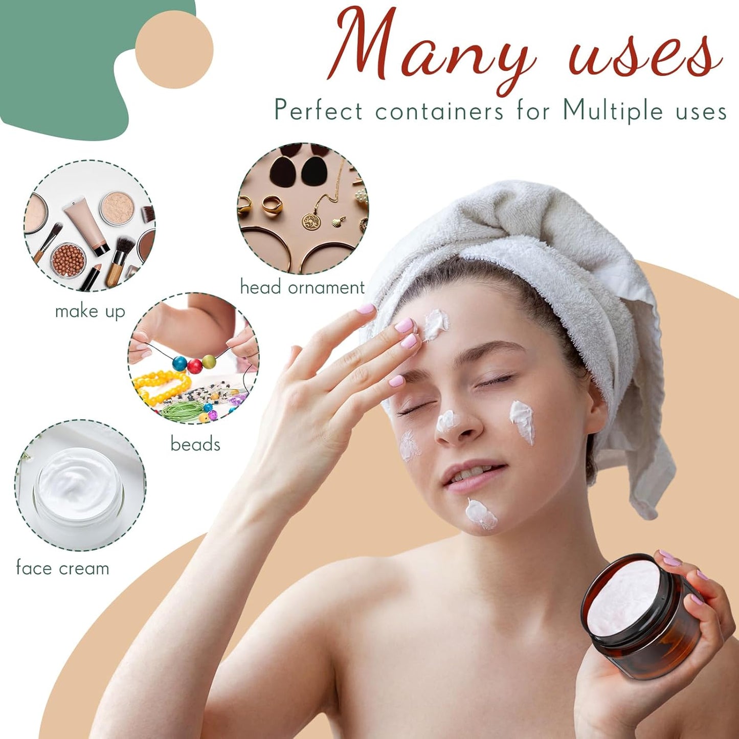 Patelai 4 Pieces Round Wide-mouth Leak Proof Plastic Container Jars with Lids for Travel Storage Makeup Beauty Products Face Creams Oils Salves Ointments DIY Making(1 Ounce,Amber)