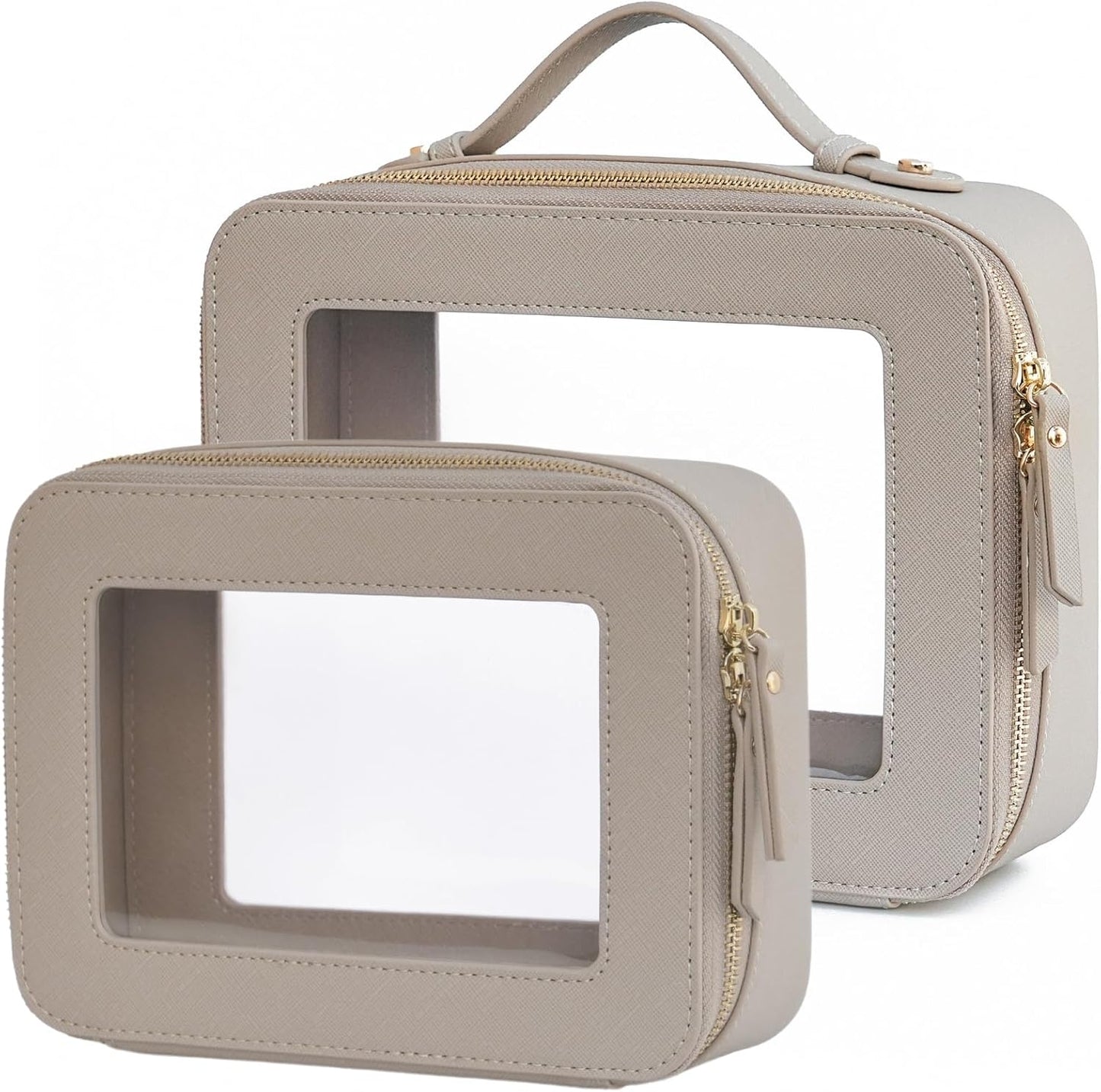 Popvibe Clear Makeup Bag Travel Cosmetic Case Transparent Toiletry Bag with Zipper, Portable Make Up Organizer Traveling Compact Car Bag for Essentials