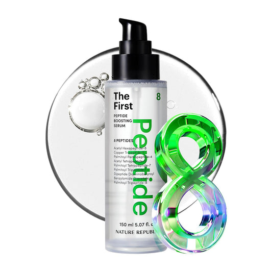 Nature Republic The First Peptide Boosting Serum, 8 Peptides, Niacinamide & Triple Hyaluronic Acid Complex,17 Amino acids,for All Skin Types, Korean Skin Care150ml/5.07 fl oz