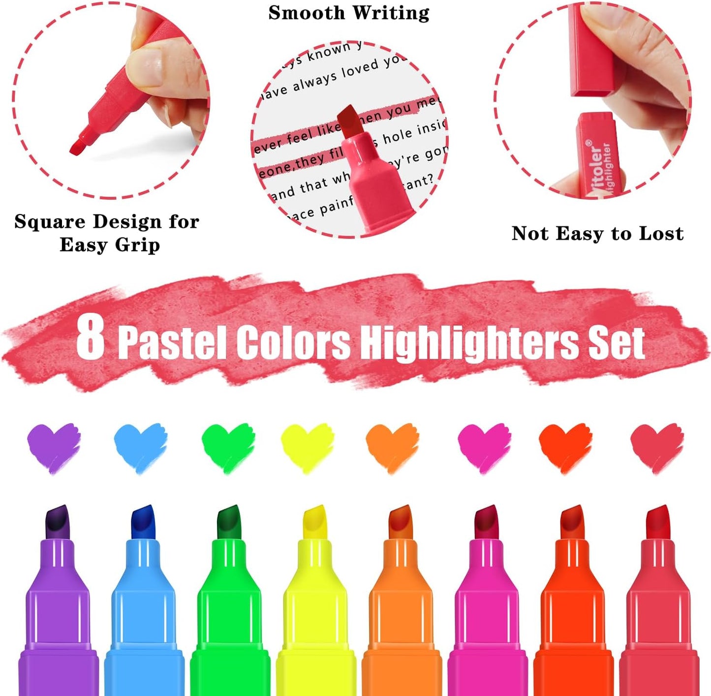 Aesthetic Highlighters, 8 Pack Assorted Colors,Pastel Highlighters Set, Bible Journaling Highlighter for Marker, Colored School Supplies