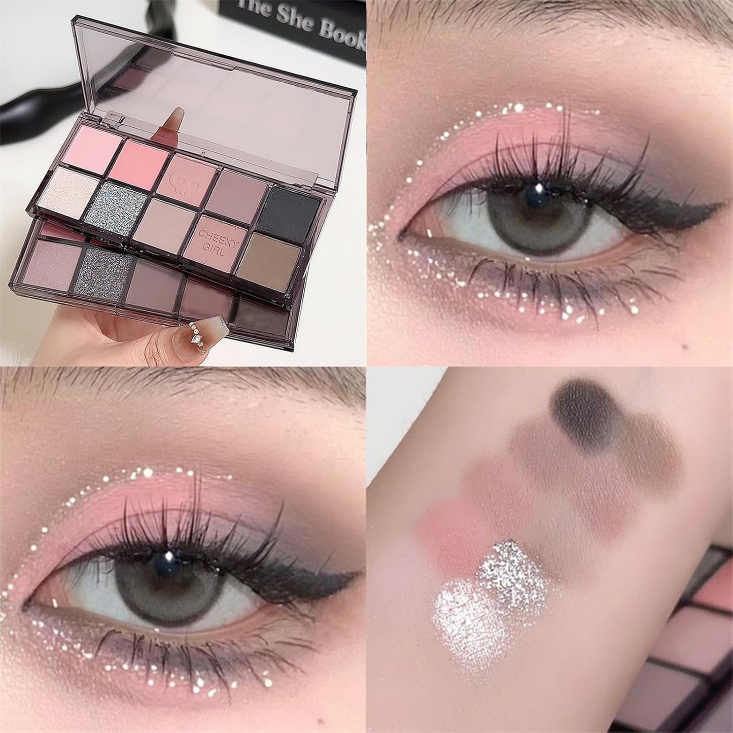 Erinde 10 Colors Eyeshadow Palette Makeup - Matte Shimmer Glitter Eye Shadow, Ultra-Blendable, High Pigmented, Naturing-Looking, Neutral Nude Eyeshadow Pallet with Professional Brush,18