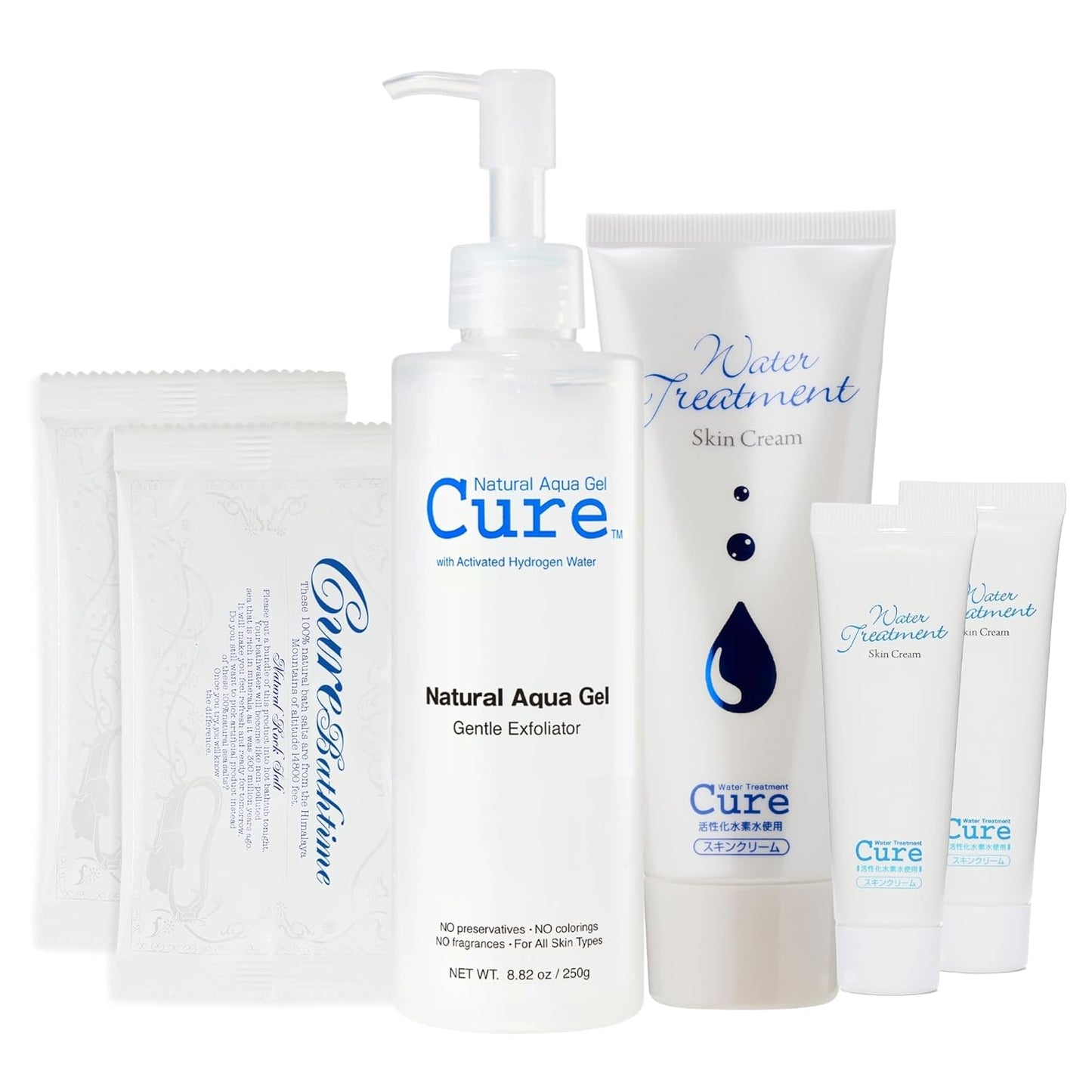 Cure by Toyo | The Beauty 3-Step Skincare Kit | Gentle Exfoliating Gel, Himalayan Salts & Moisturizing Cream | All Skin Types | Anti-Aging