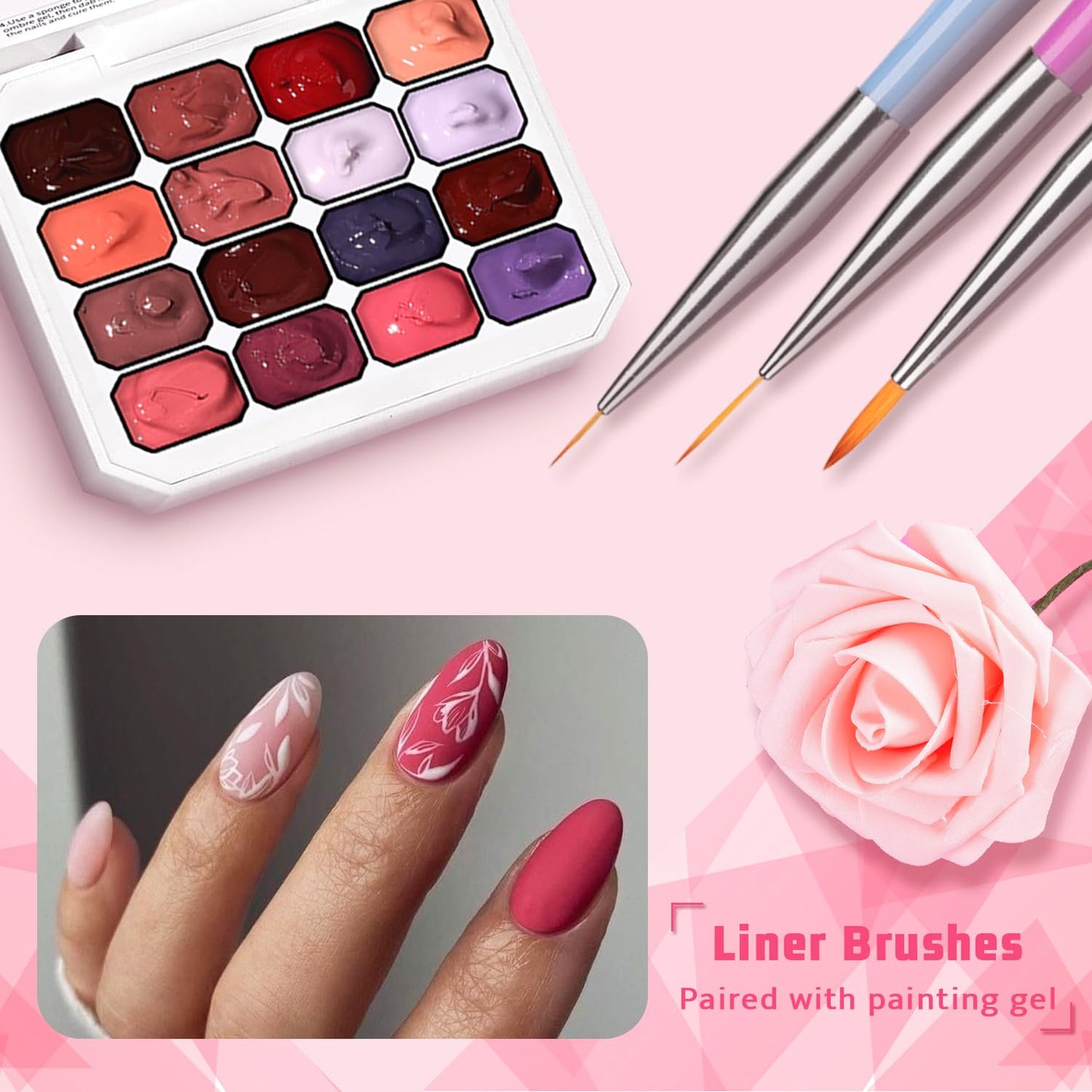 Sponge Pat Paint Nail Gel, Ombre Nails Gradient Gel Nail Blush Blooming Aura Nails Drawing Stripper Floral Painting DIY Nail Art, No Wipe, UV/LED Curing (16 Colors M)