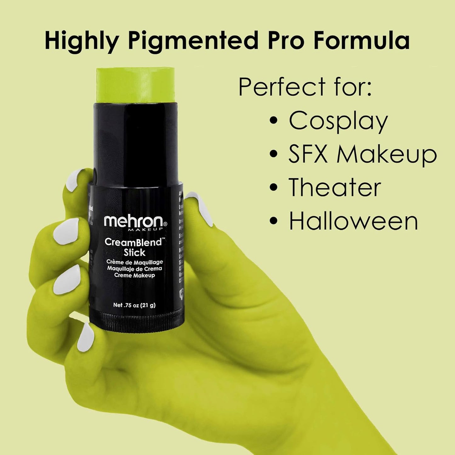 Mehron Makeup CreamBlend Stick | Face Paint, Body Paint, & Foundation Cream Makeup | Body Paint Stick .75 oz (21 g) (Ogre Green)