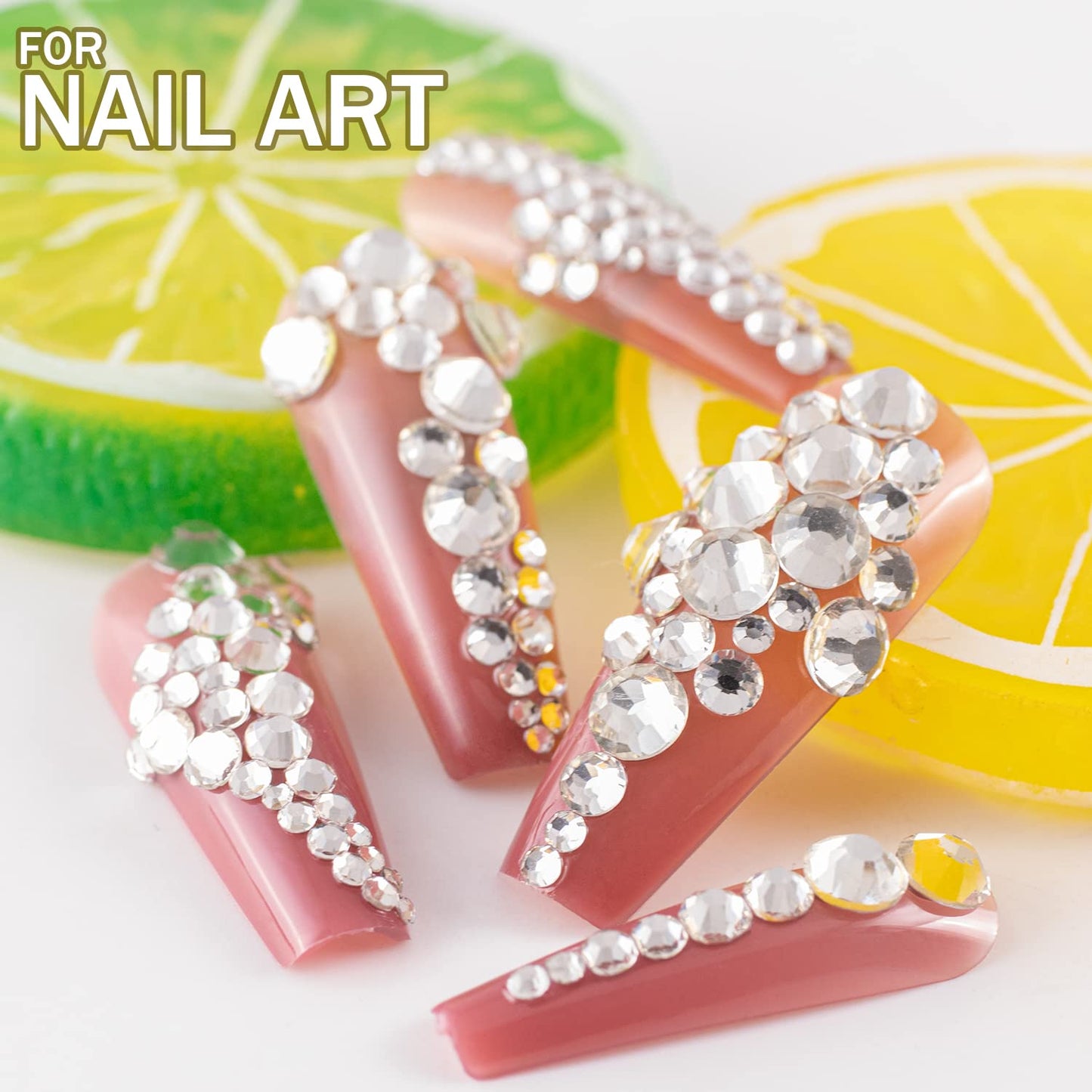 One Pack 2000 Pcs of Flatback Transparent White Clear Round Crystal Rhinestones 6 Sizes (1.5-6 mm) with Nail Art Rhinestone Picker Pencil and Tweezer for DIY and Salon Use