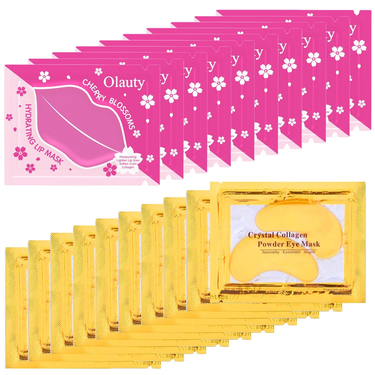20 Pairs 24k Gold Eye Mask & Lip Mask, Collagen Eye Patches for Puffy Eyes, Effectively Moisturizing Anti-Wrinkles Eye Masks for Puffiness and Dark circles