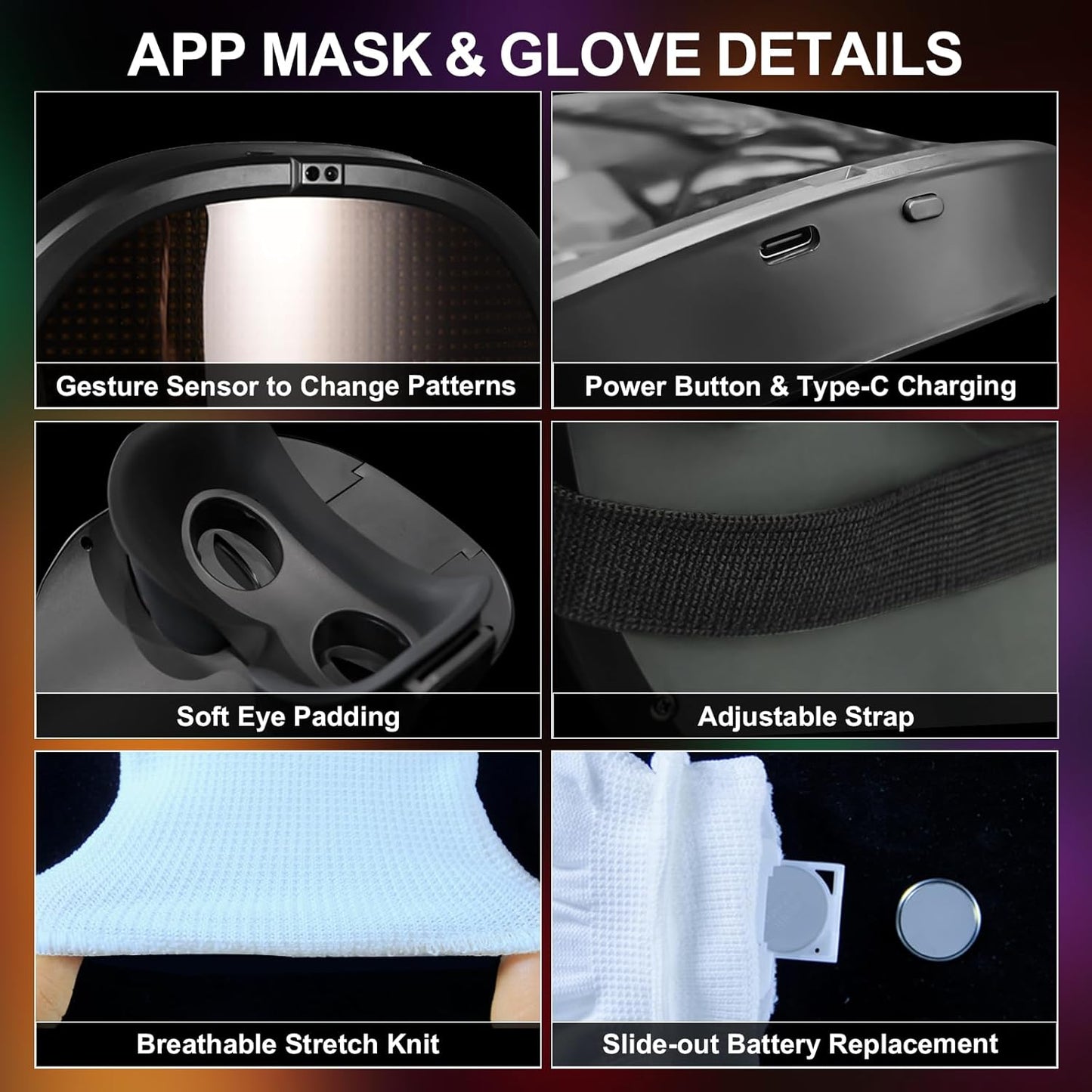 Led-Mask Gloves Halloween-Costumes For Kids Men Adult 2025, Light Up Gesture Cosplay Birthday Gifts For Boys 8+