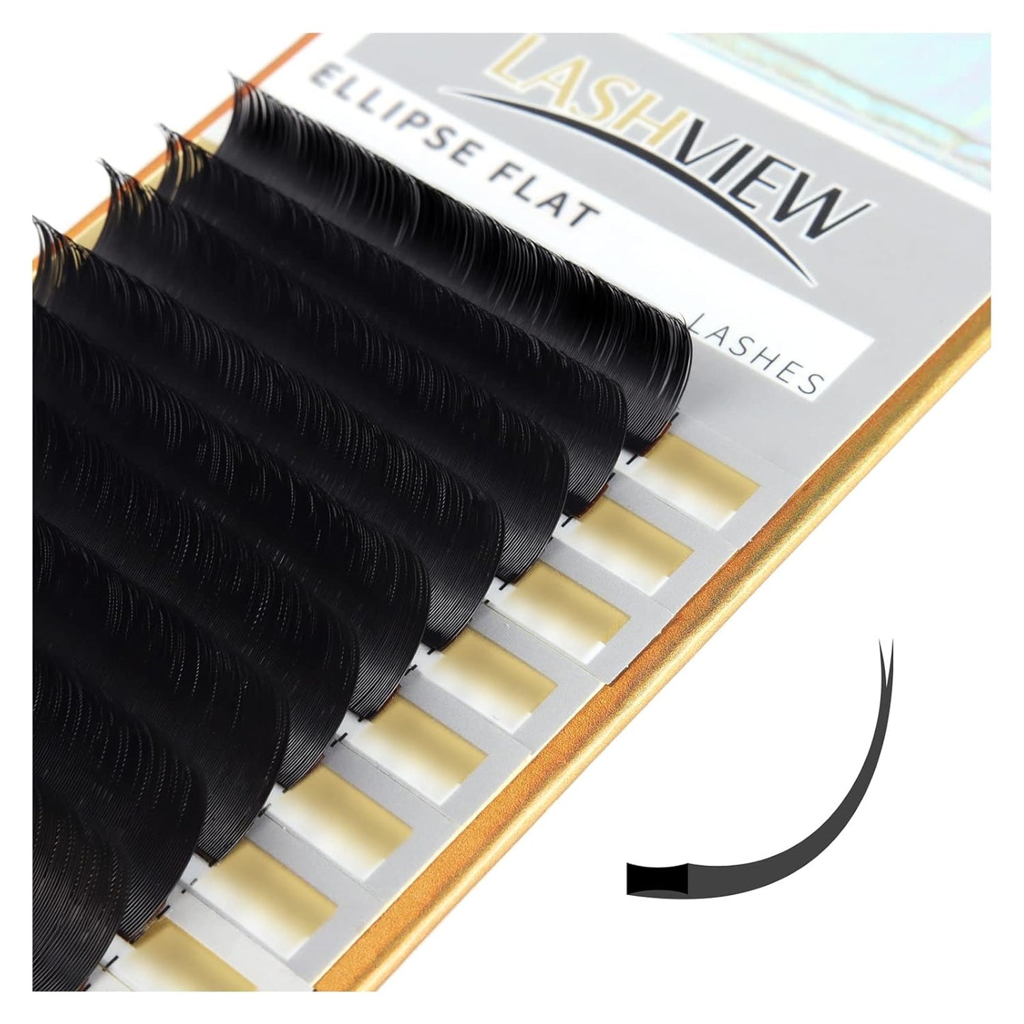 LASHVIEW Eyelash Extensions,Ellipse Flat Eyelash Extensions 0.20mm D Curl 11mm, Black,Individual Lashes,Semi-Permanent Extremely Soft Professional Salon Use
