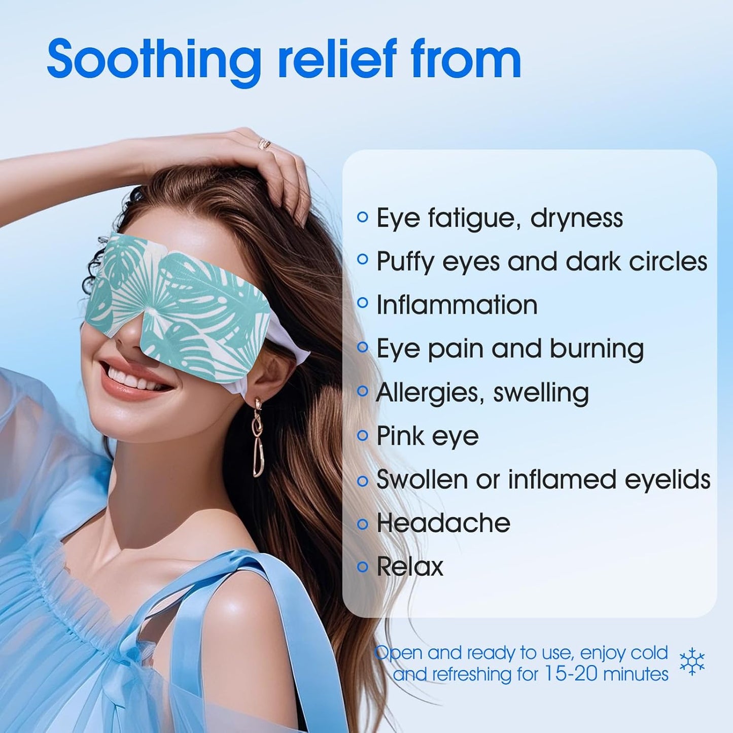 Hydrogel Self Cooling Eye Mask,Cold Eye Mask for Puffy & Burning Eyes,Cold Compress for Fast Relief with Fatigue and Headaches, Individually Wrapped Cool Care Travel Essentials,16 Packs