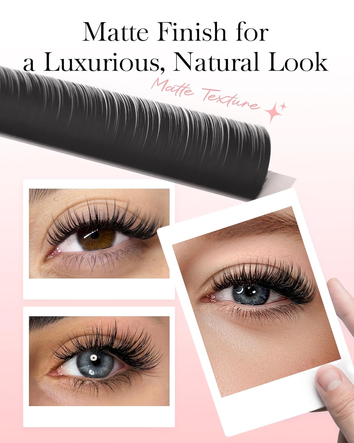 BEYELIAN Flat Eyelash Extension, Ellipse Lash Extensions 0.20 D Curl 16mm 16 Rows Matte Black Eyelash Extension Supplies Classic Lash Extensions Individual Eyelashes Salon Use