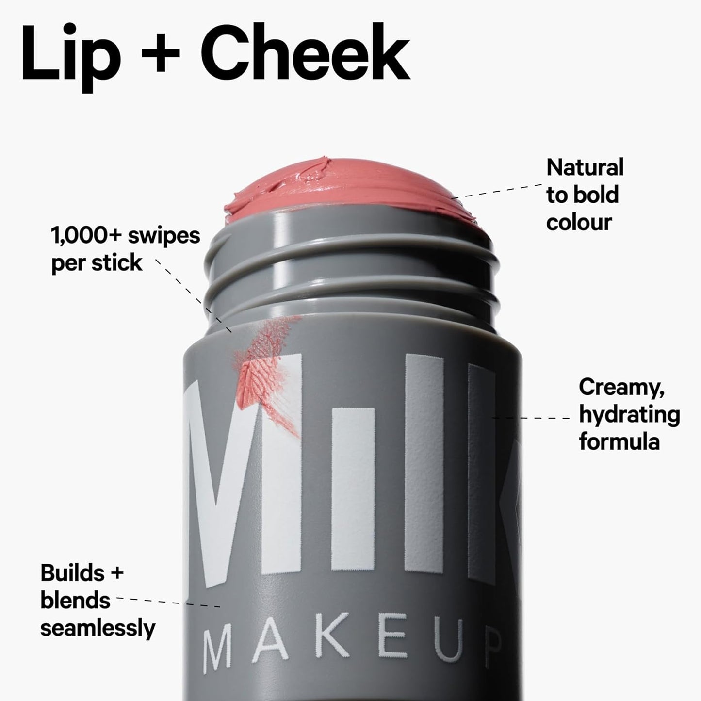 Milk Makeup Lip + Cheek, Flip (True Red) - 0.21 fl oz - Cream Blush & Lip Color - Buildable & Blendable - 1,000+ Swipes Per Stick - Non-Comedogenic - Vegan, Cruelty Free