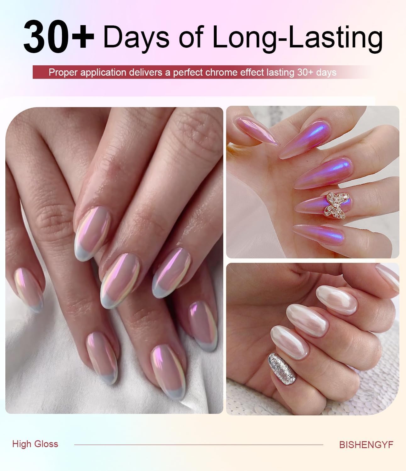 White Chrome Nail Powder - 15g No Wipe 3D Nail Gel Pink Pearl Nail Chrome Powder Non-Sticky Clear 3D Sculpting Gel Hard Gel Carving Gel for Nail Art Home DIY