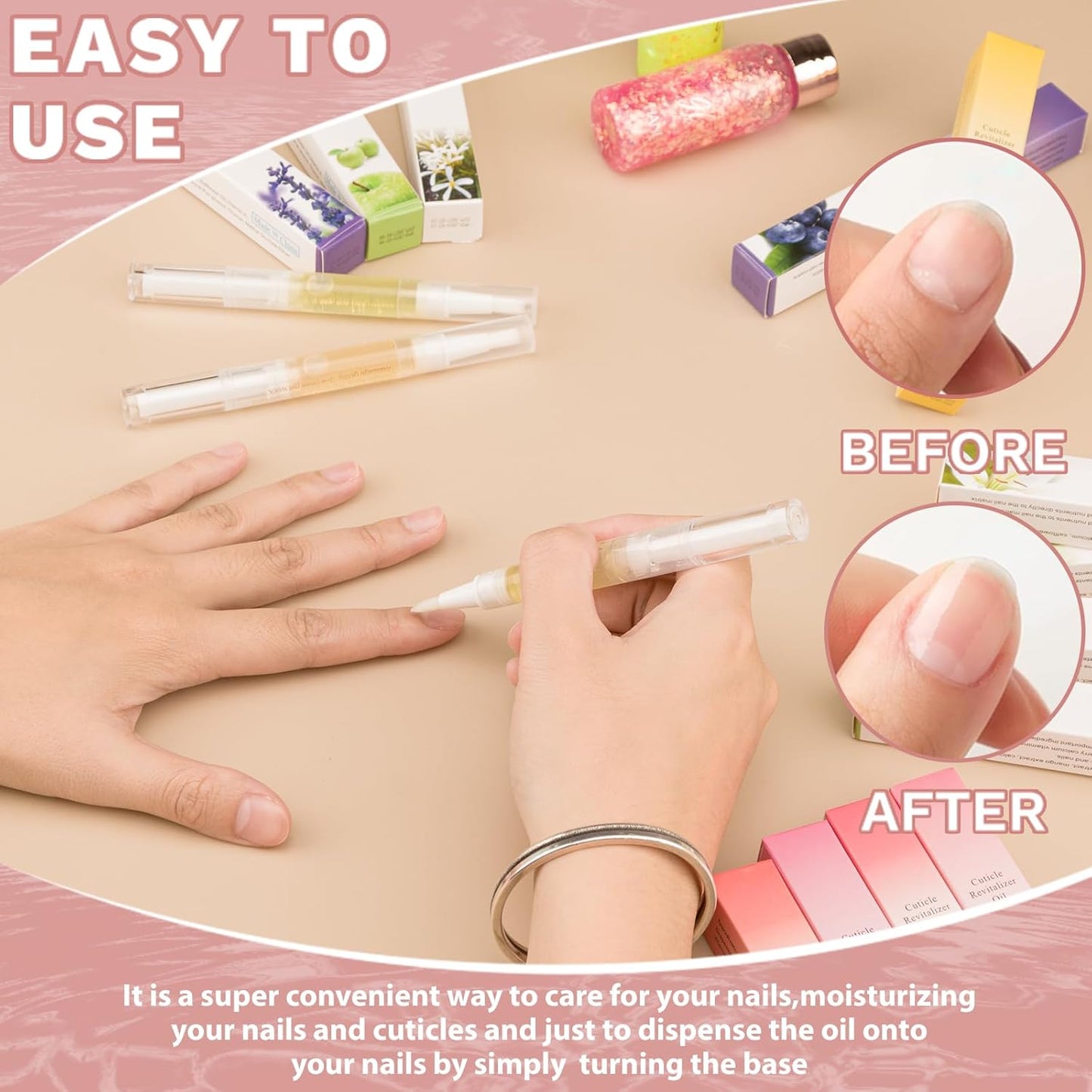 Meschett Nail Nutrition Pen,6PCS Nail Cuticle Oil Pen Set Nail Nutrition Oil Nail Care for Repairing Cracked & the Dry Cuticle (Mix Flavors)