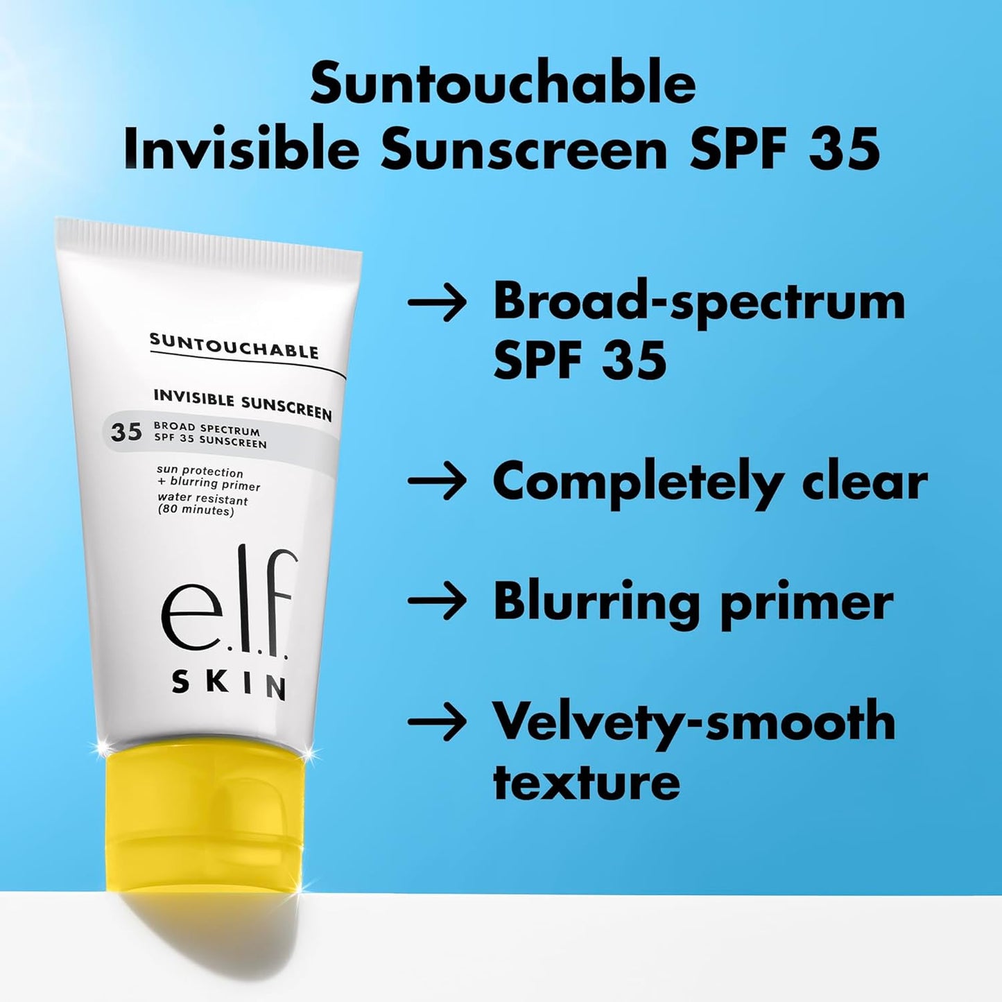 e.l.f. SKIN Suntouchable Invisible SPF 35 Mini, Lightweight, Gel-based Sunscreen For A Smooth Complexion, Doubles As A Makeup Primer, Vegan & Cruelty-Free (Pack of 2)