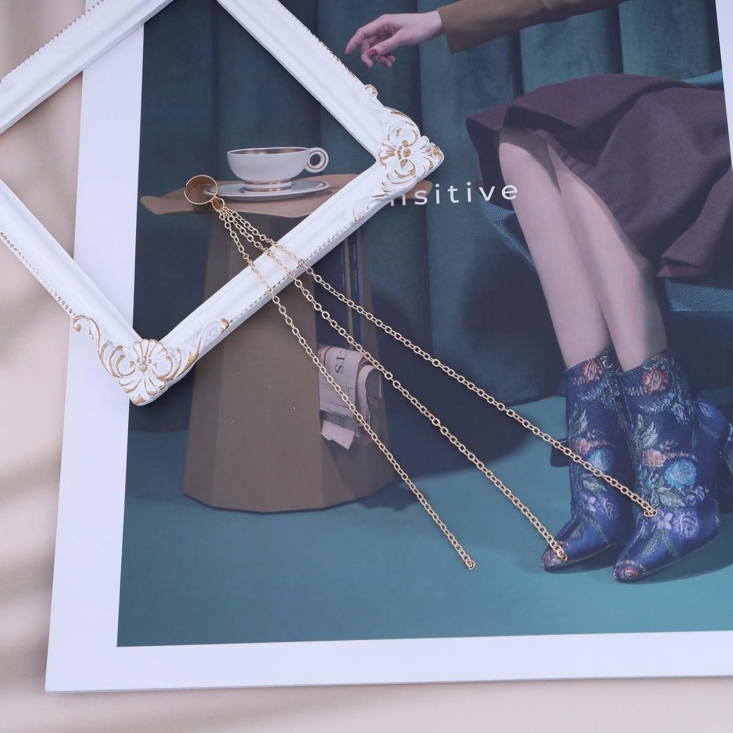 Punk Cuff Chain Dangle Earrings Long Chain Cartilage Earrings Gold Wrap Cuff Chain Earrings Vintage No Piercing Cuff Earrings Jewelry for Women