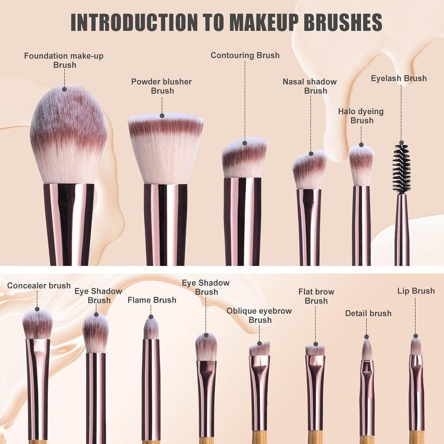 BS-MALL Travel Makeup Brush Set Kabuki Brushes Bamboo- Includes Eyeshadow Blush Brush & Foundation Brush For Liquid Makeup - 5X Magnifier Bamboo Mirror Case For Travel or On the Car Daily Use