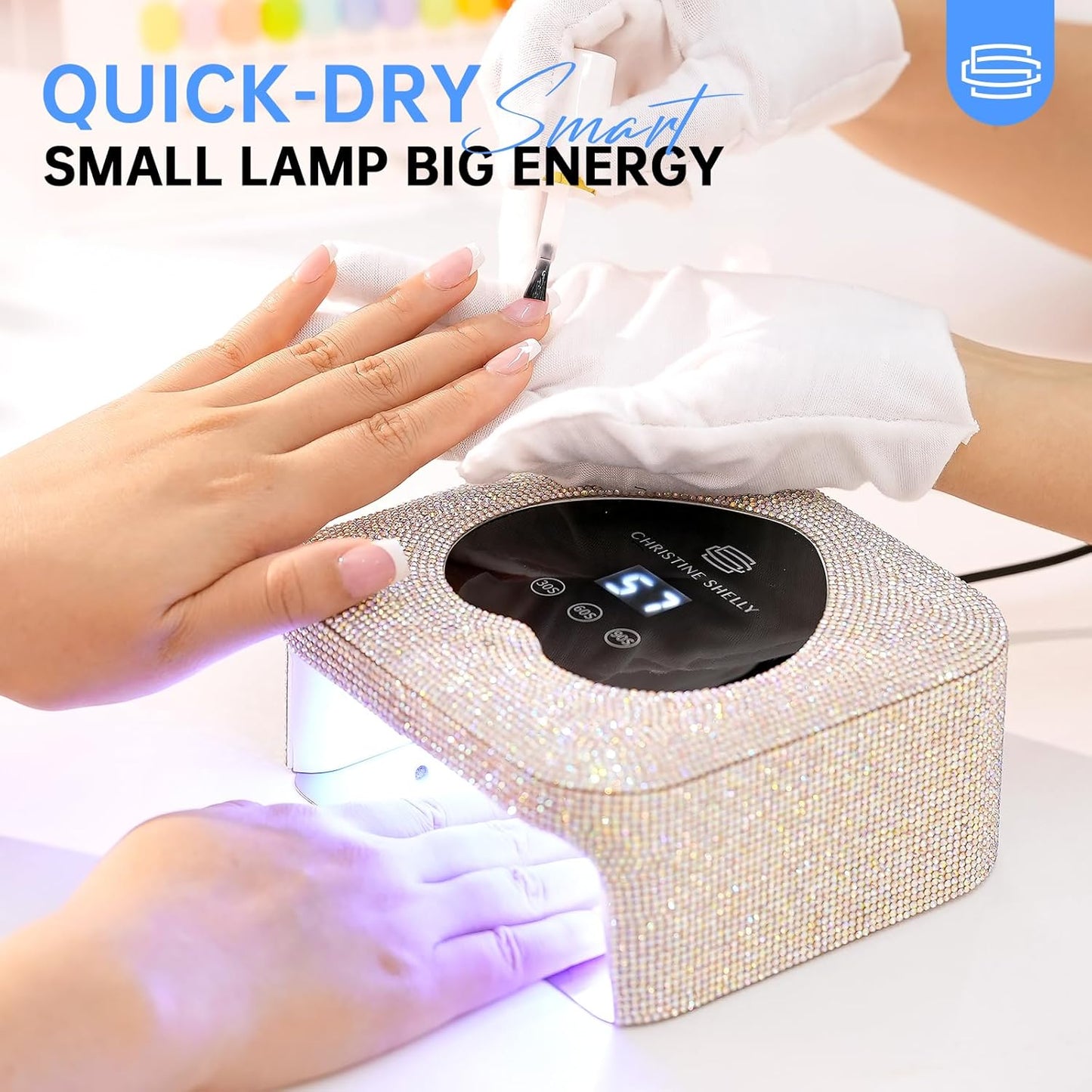 UV Nail Lamp, CHRISTINE SHELLY UV Light for Gel Nails, 48W Plug-in Mini Diamond Nail Lamp Nail Dryer with Touch Control Auto Sensor and 3 Timer Settings Nail Light Curing Lamp, Home Salon