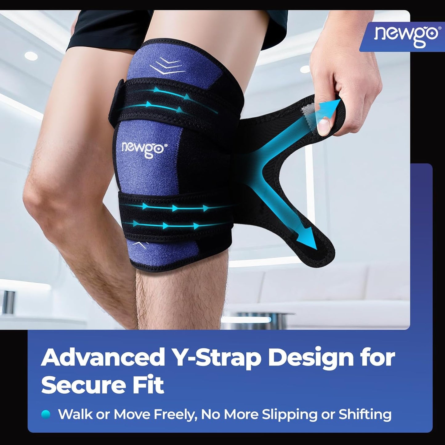 NEWGO Ice Pack for Knee Pain Relief, Extra Soft Knee Ice Pack wrap for Leg Injuries, Swelling, Knees Replacement Surgery Arthritis, Meniscus Tear and ACL - 2 Pack