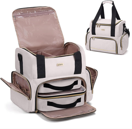 Large Makeup Cosmetic Bag with 2 Removable Case, Double Layer Travel Makeup Organizer Case, travel Toiletry Bag For Women