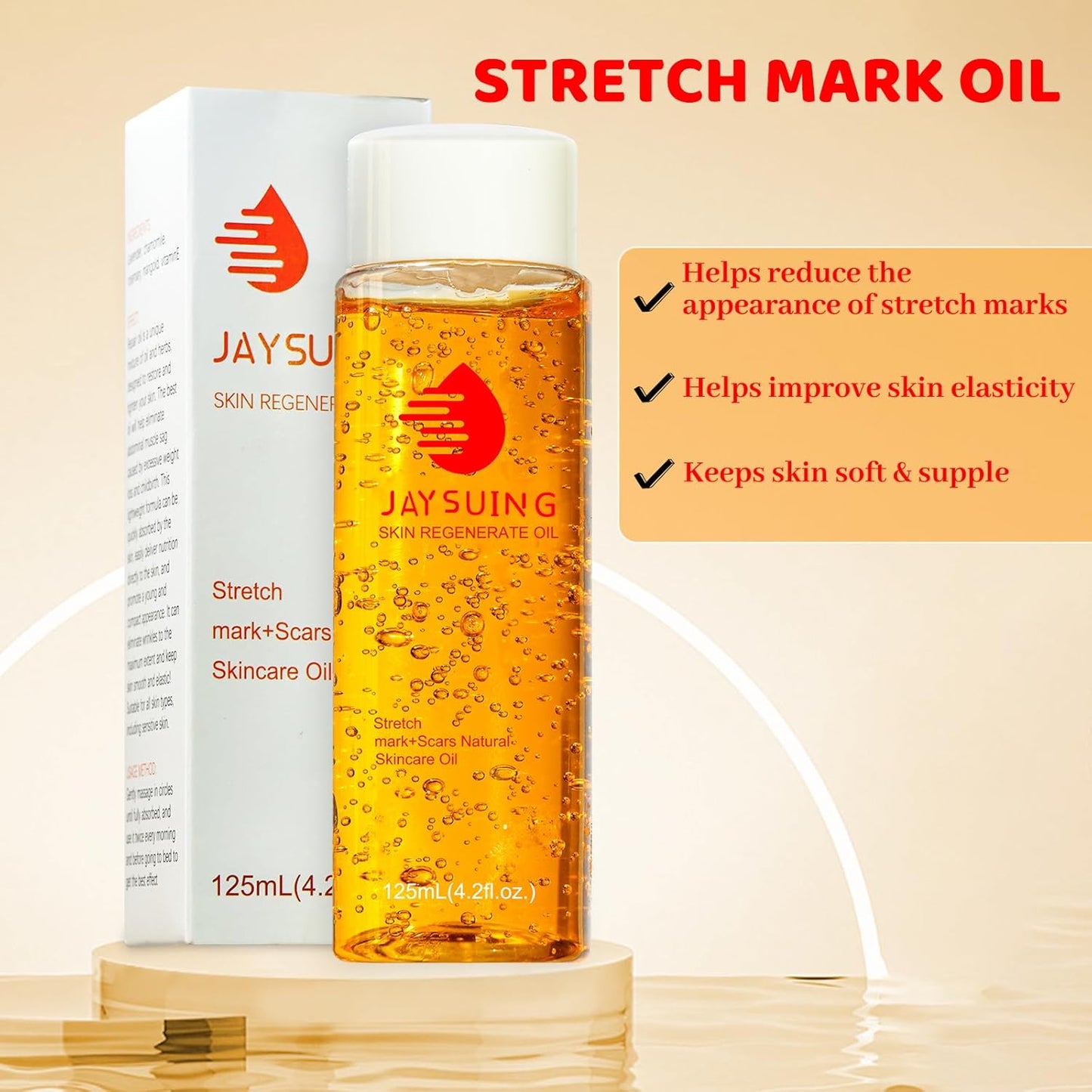 Stretch Mark Oil for Pregnancy, Skincare Body Oil for Scars and Stretchmarks, Pregnancy Oils for Stretch Marks Pre and Postpartum Natural Skincare Massage Oil, Skin Regenerate Oil, 4.2 fl.oz