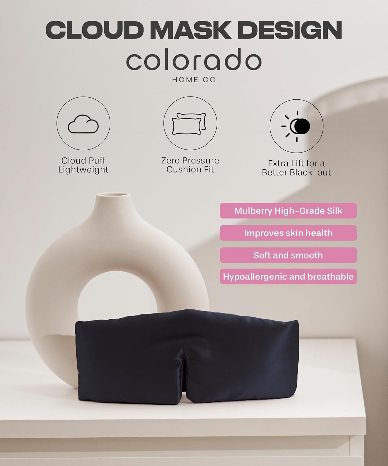 SUNDAYSILKS™ | Adjustable Silk Sleep Mask for Side Sleeper | Cloud-Like Comfort, Weighted for Deep Sleep | Soft Sleep Face Mask for Women & Men, Full Blackout, Cooling Silk Eye Mask for Sleeping