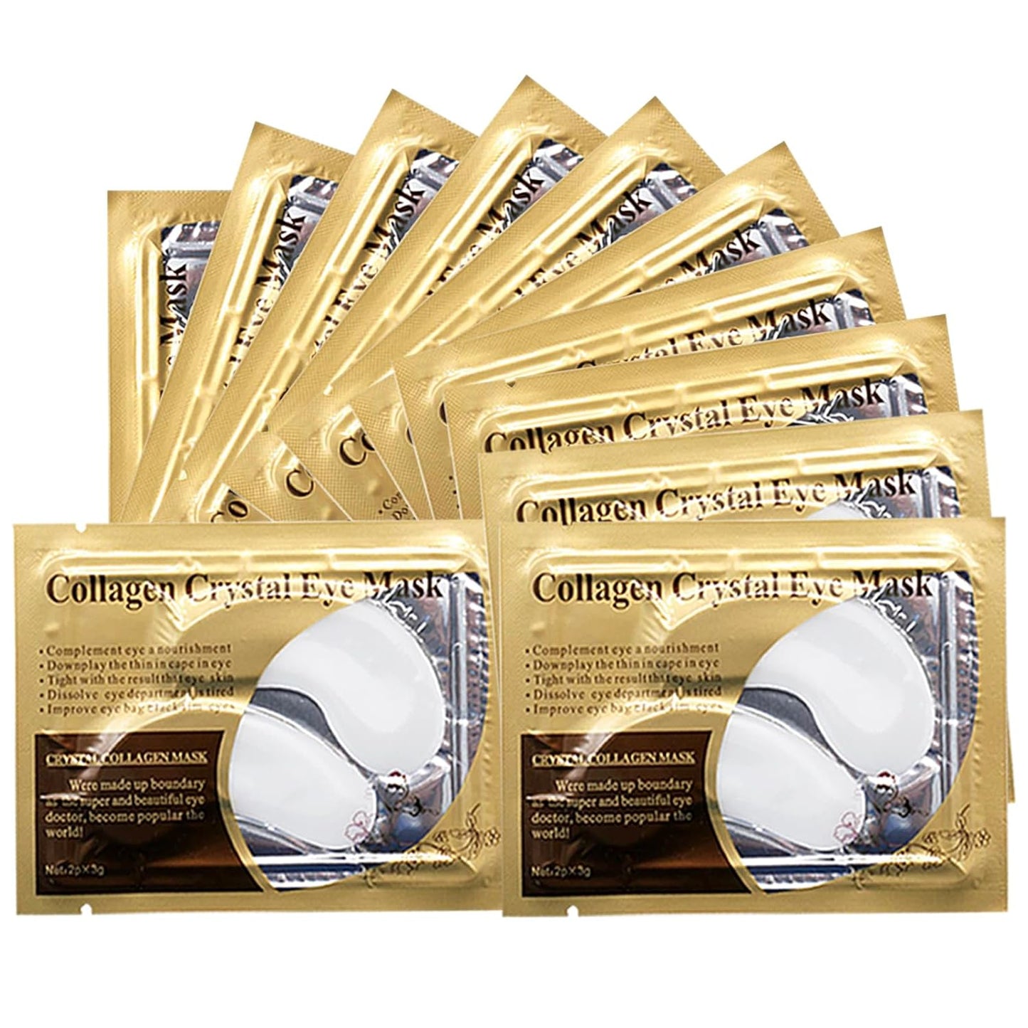 White Collagen Eye Mask, 30 Pairs Crystal Gold Under Eye Patches For Puffy Eyes and Dark Circles – Look Less Tired and Reduce Wrinkles and Fine Lines (White)