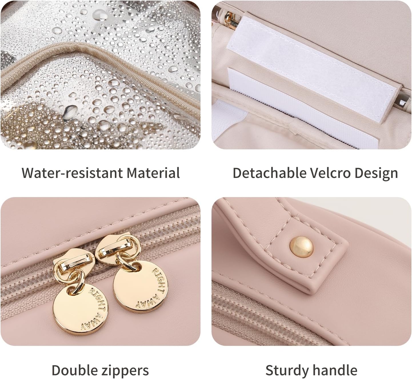 RIGHT AWAY Travel Toiletry Bag for Women, Waterproof Makeup Bag&Case, Portable Cosmetic Organizer Checkered Make up Bag for Full Sized Toiletries，Cosmetics and Travel-Size Accessories,Pink Checkered