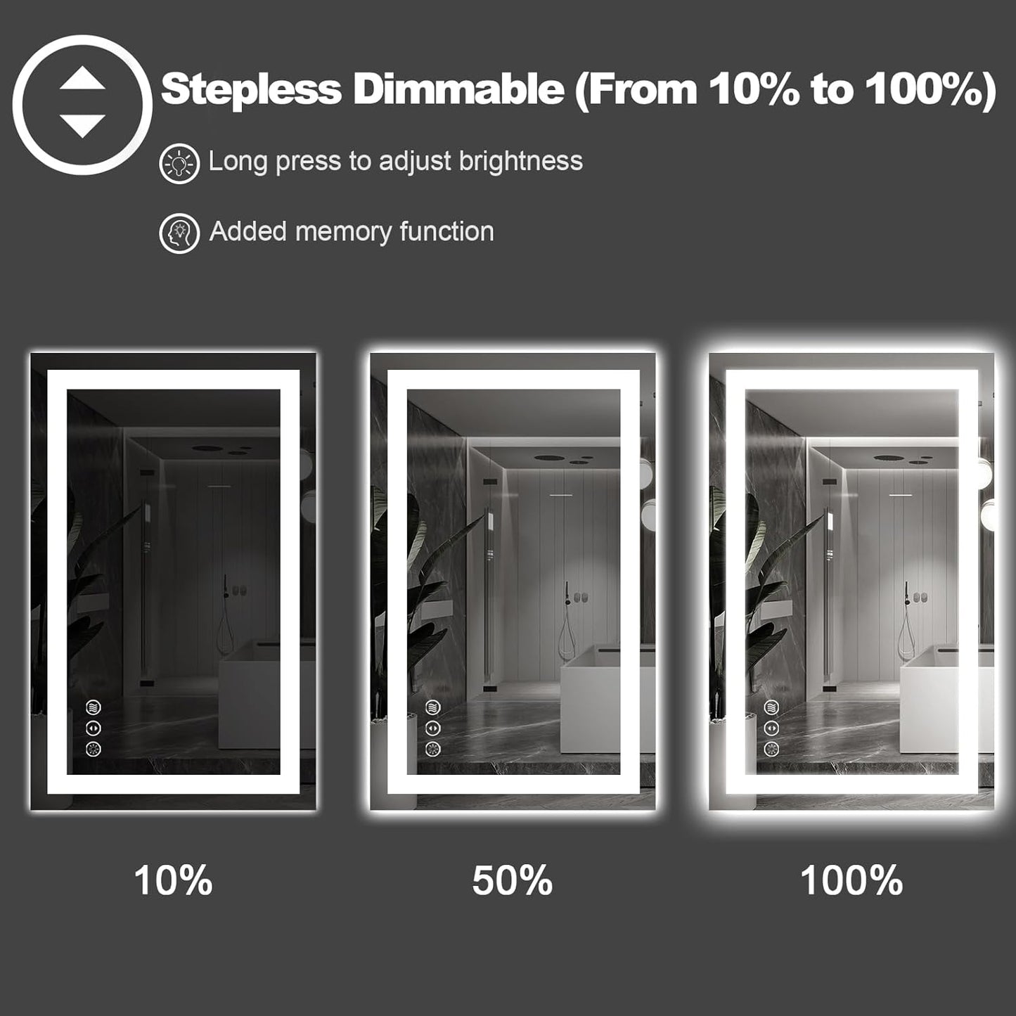 Amorho LED Bathroom Mirror 36''x32'' with Front Light and Backlit, Stepless Dimmable Wall Mirrors with Anti-Fog, Shatter-Proof, Memory, 3 Colors, Double LED Vanity Mirror (Horizontal/Vertical)