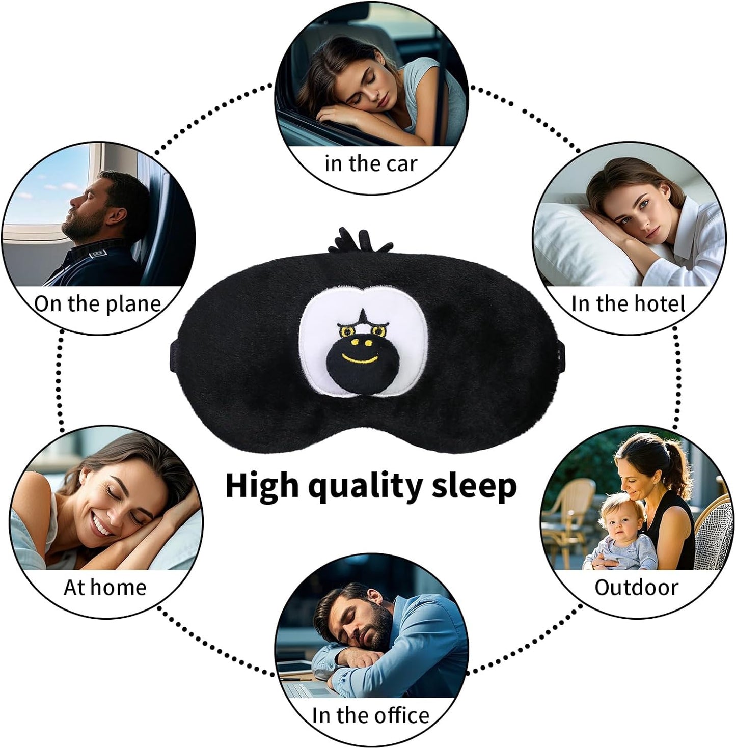 PERFECTSIGHT Sleep Eye Masks, Cute Plush Sleep Eye Cover Lightweight Adjustable Eyeshade Faux Fur Mask Cover for Women Men Sleep Travel Nap, Orang