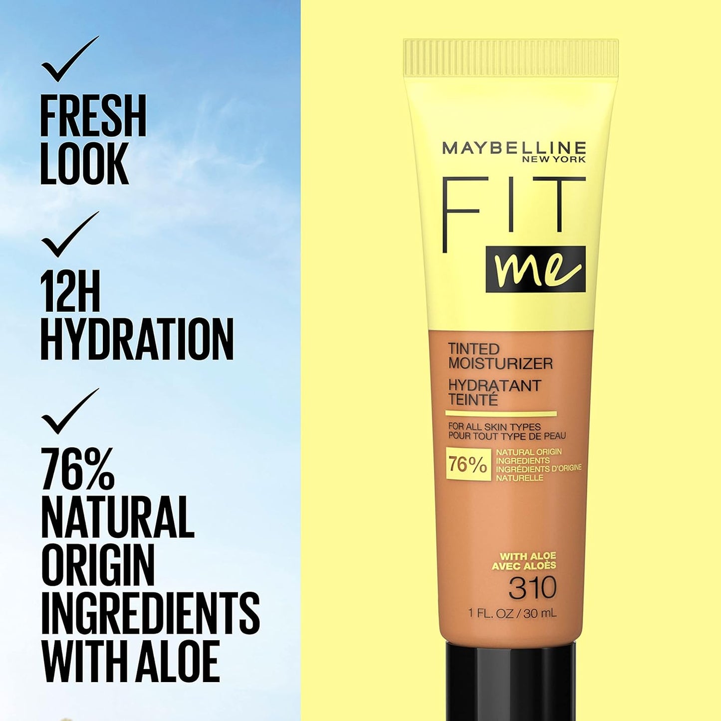 Maybelline Fit Me Tinted Moisturizer, Natural Coverage, Face Makeup, 120, 1 Count